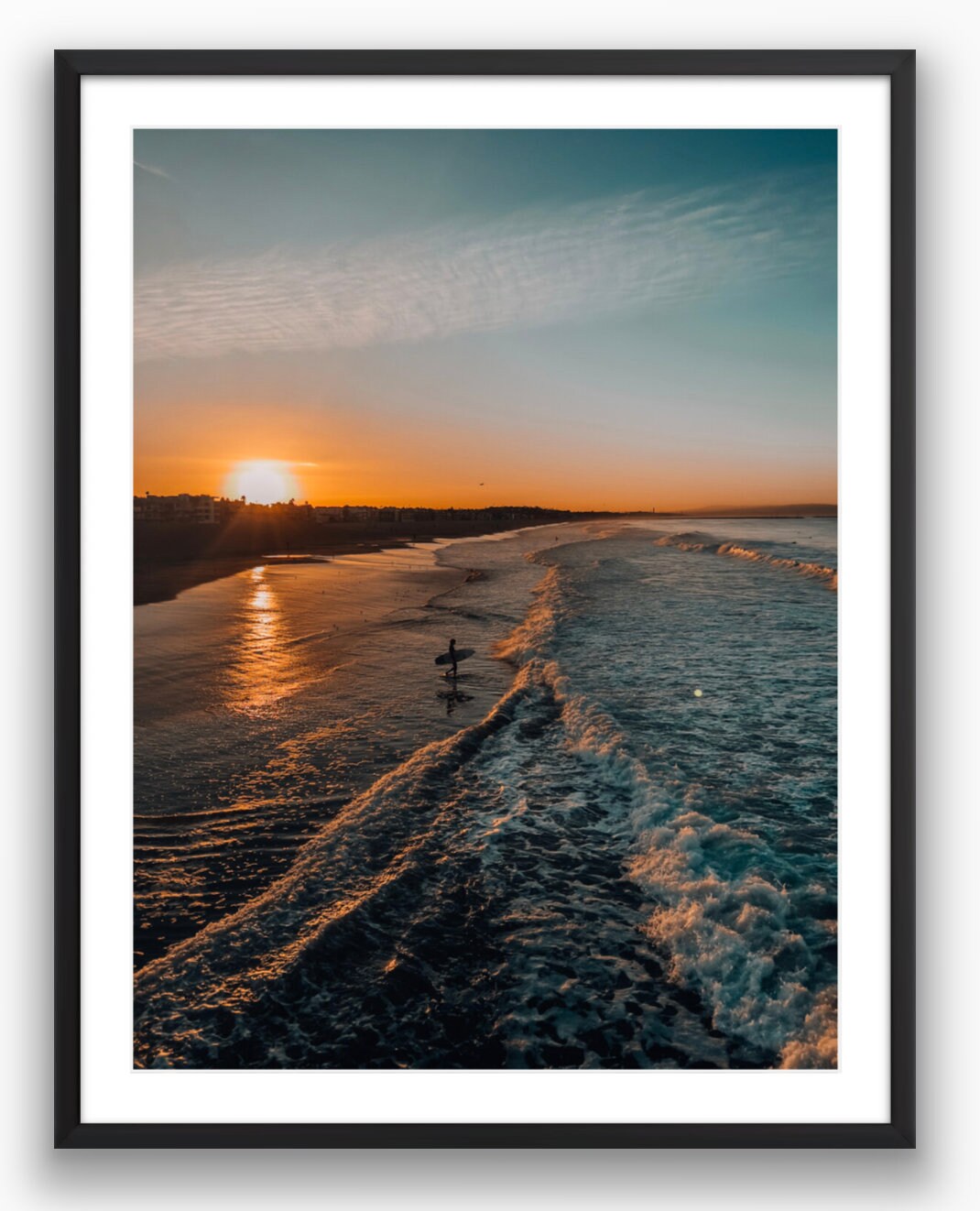 California Sunrise Surf Photograph - Framed or Print Only