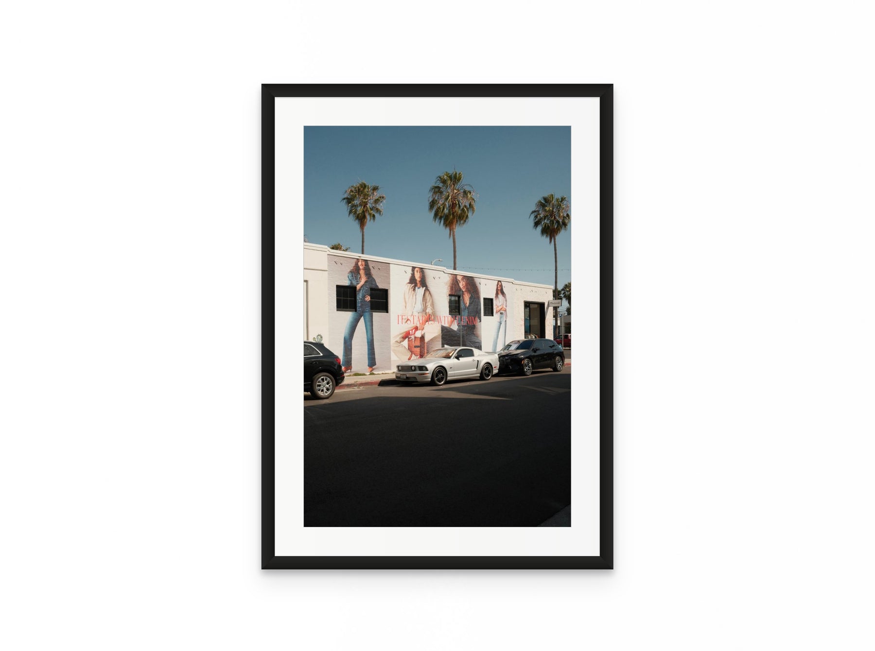 Abbot Kinney Palms, 16×24 in black frame