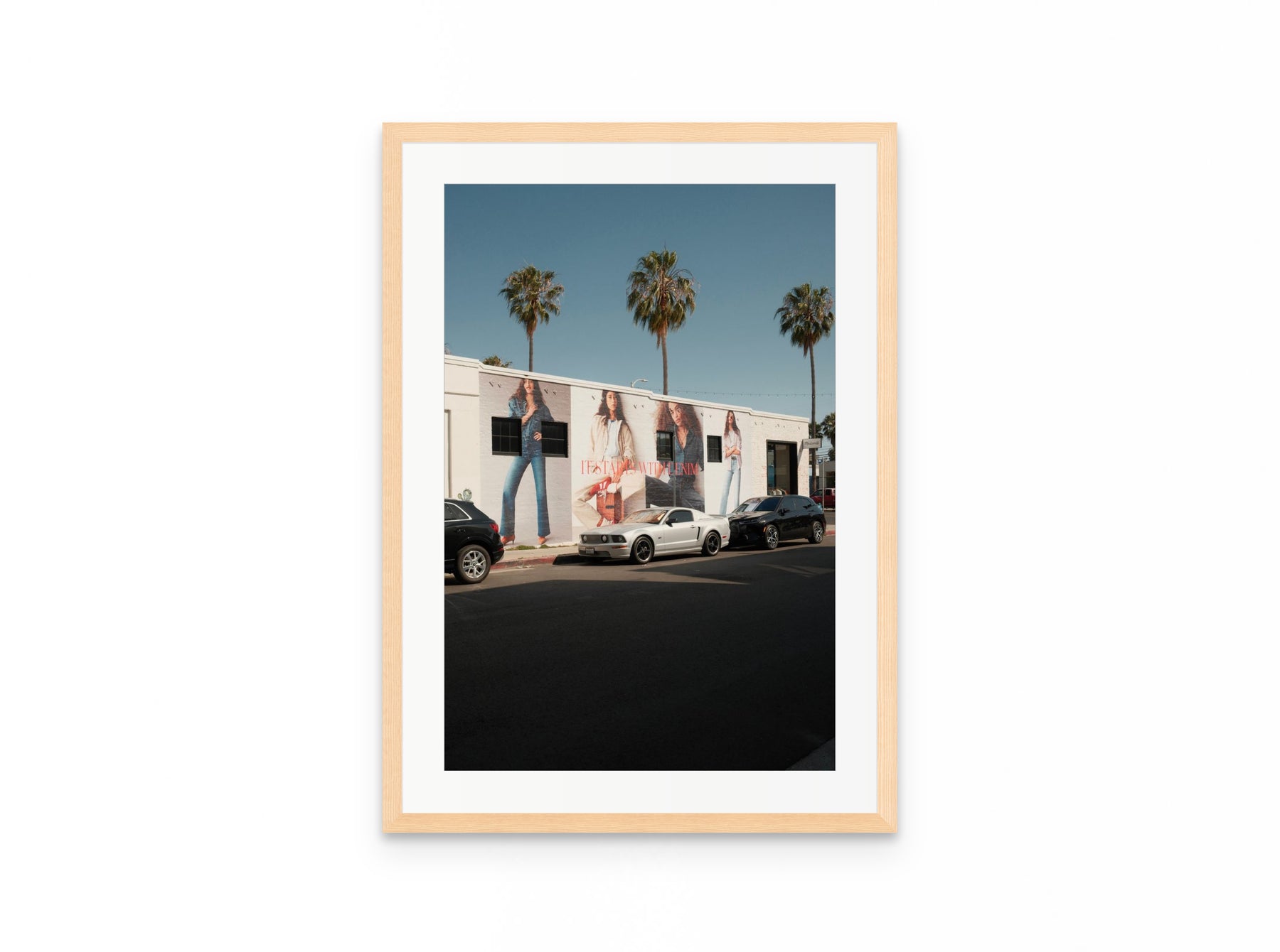 Abbot Kinney Palms, 16×24 in natural frame
