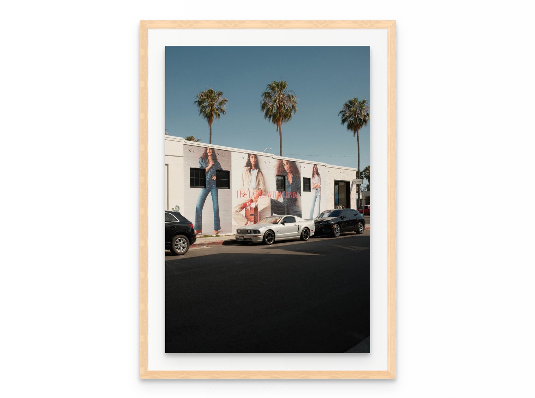 Abbot Kinney Palms, 20×30 in natural frame