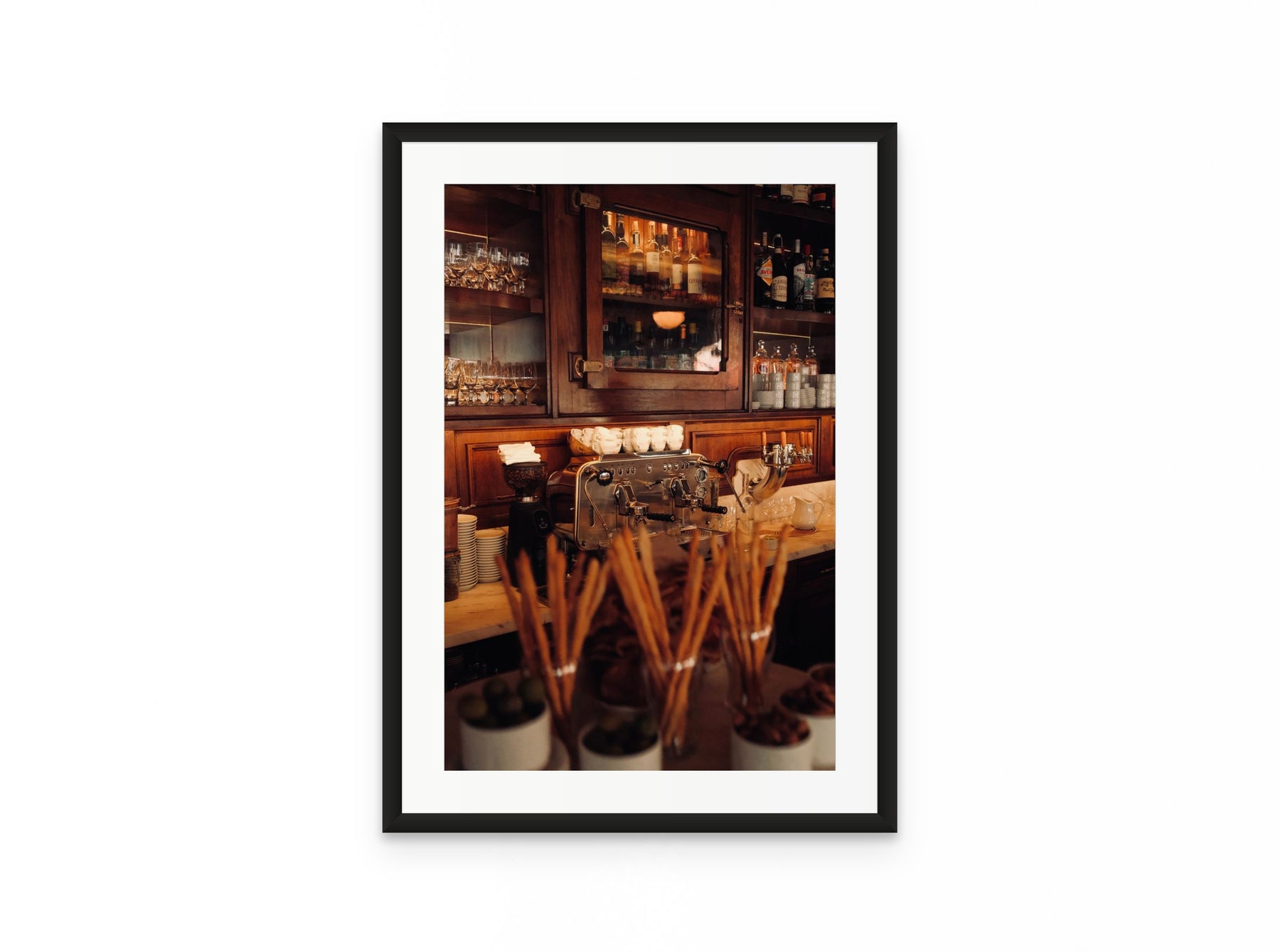 Bar Pisselino Espresso, 16×24 in black frame