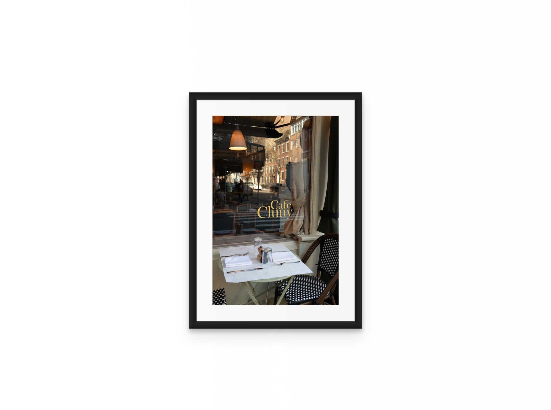 Cafe Cluny, 12×18 in black frame