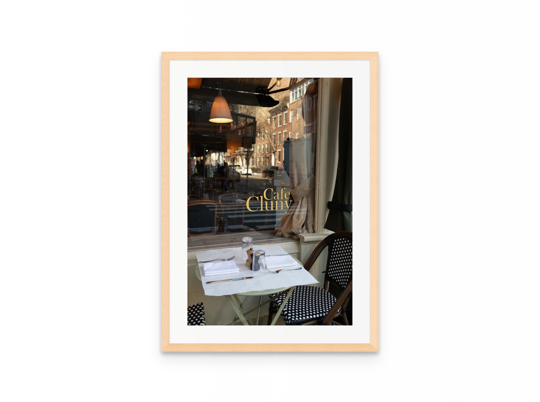 Cafe Cluny, 16×24 in natural frame