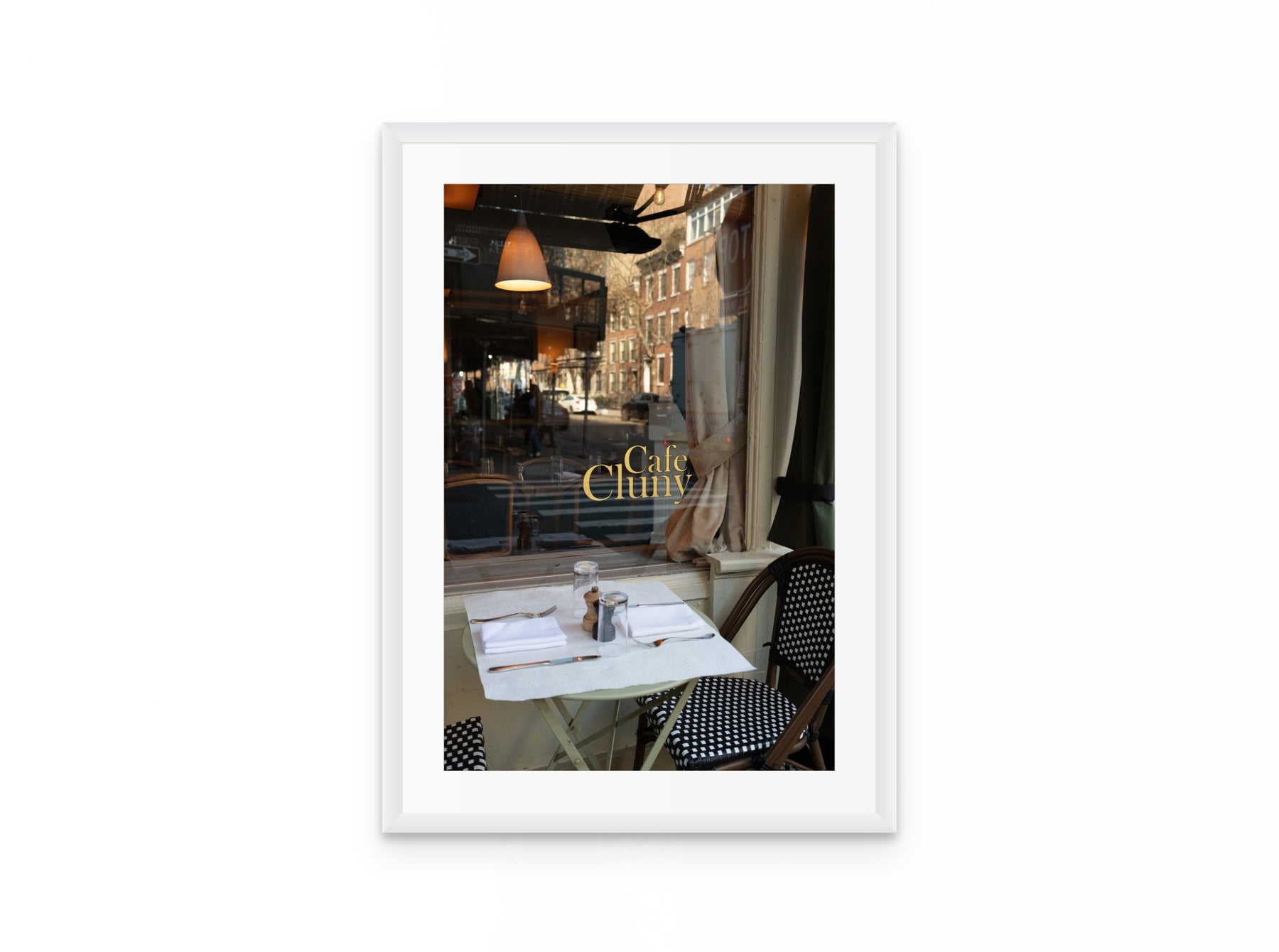 Cafe Cluny, 16×24 in white frame