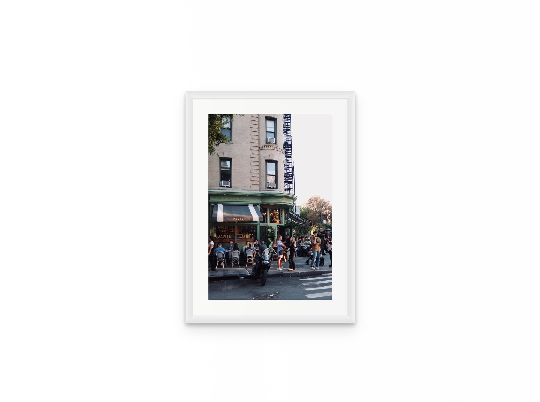 Cafe Dante, 12×18 in white frame