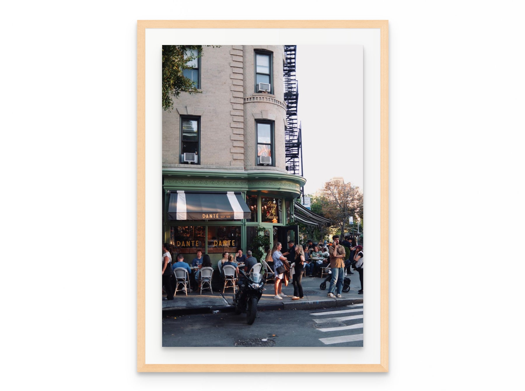 Cafe Dante, 20×30 in natural frame