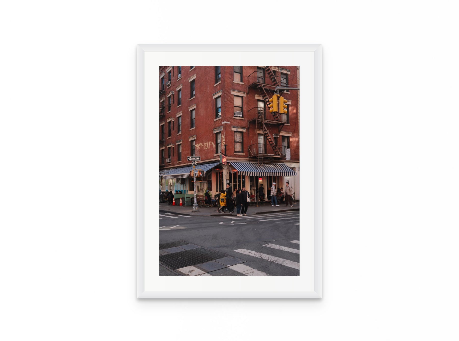Chinatown Corner, 16×24 in white frame