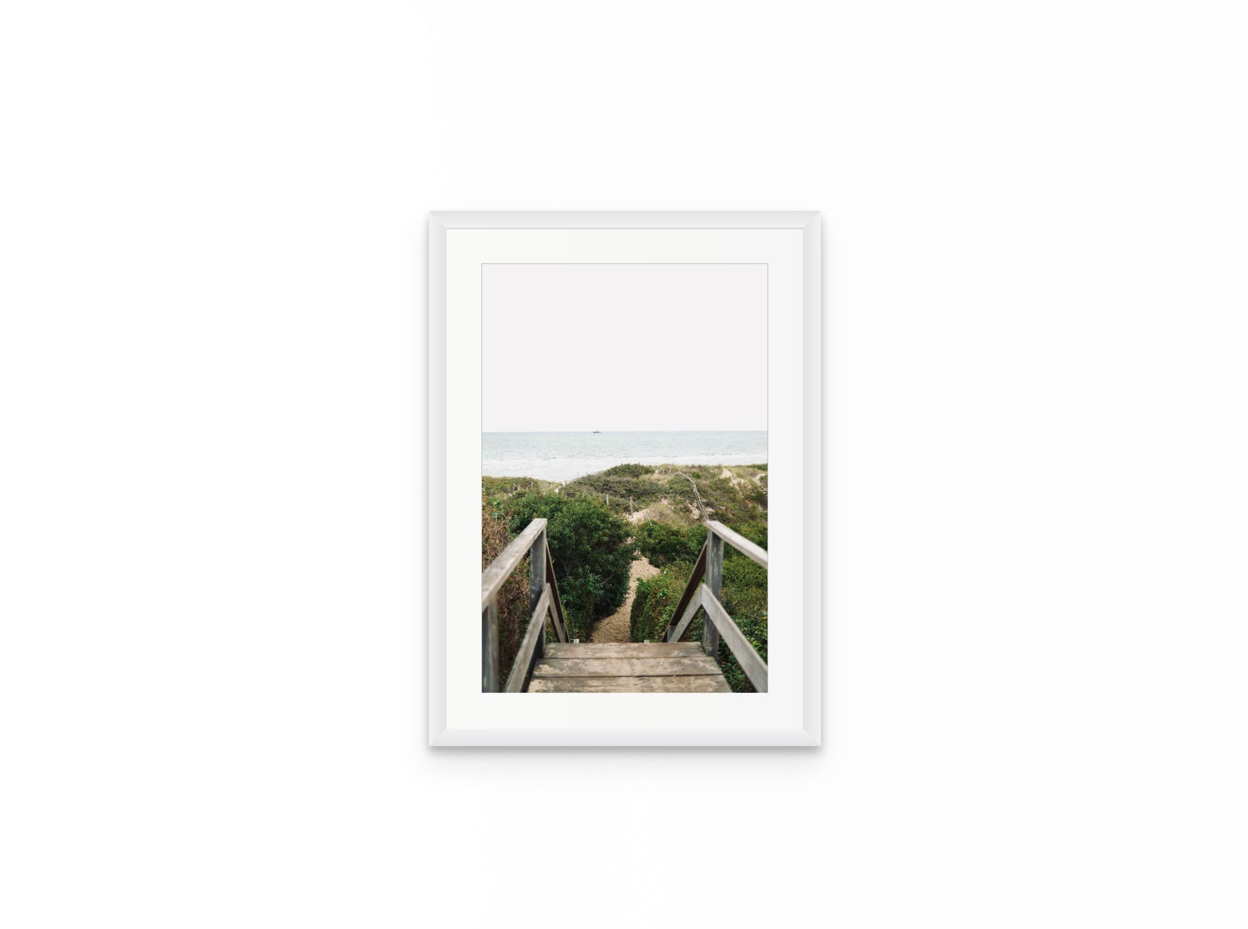 Dune Stairs, 12×18 in white frame