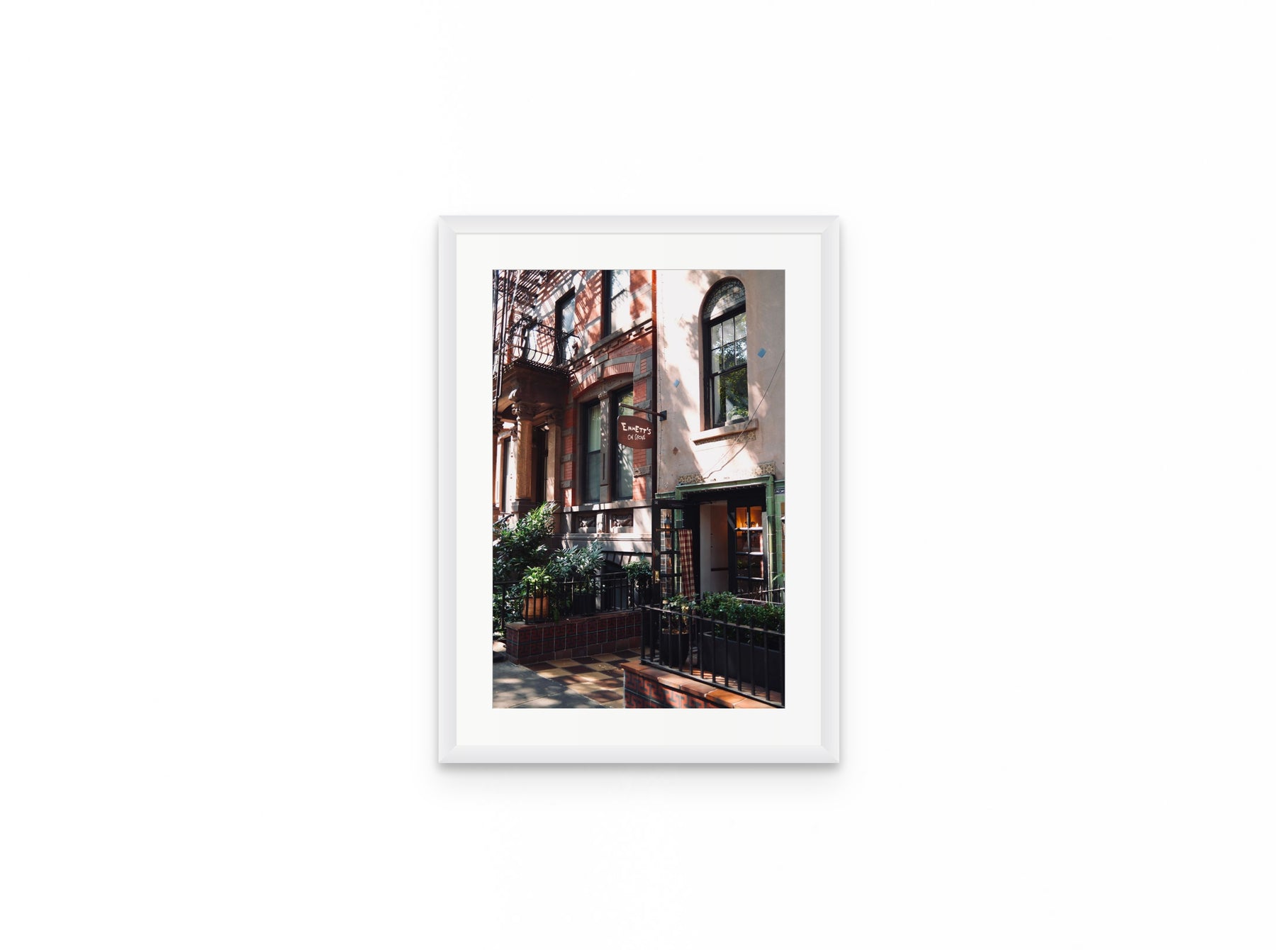 Emmetts On Grove, 12×18 in white frame