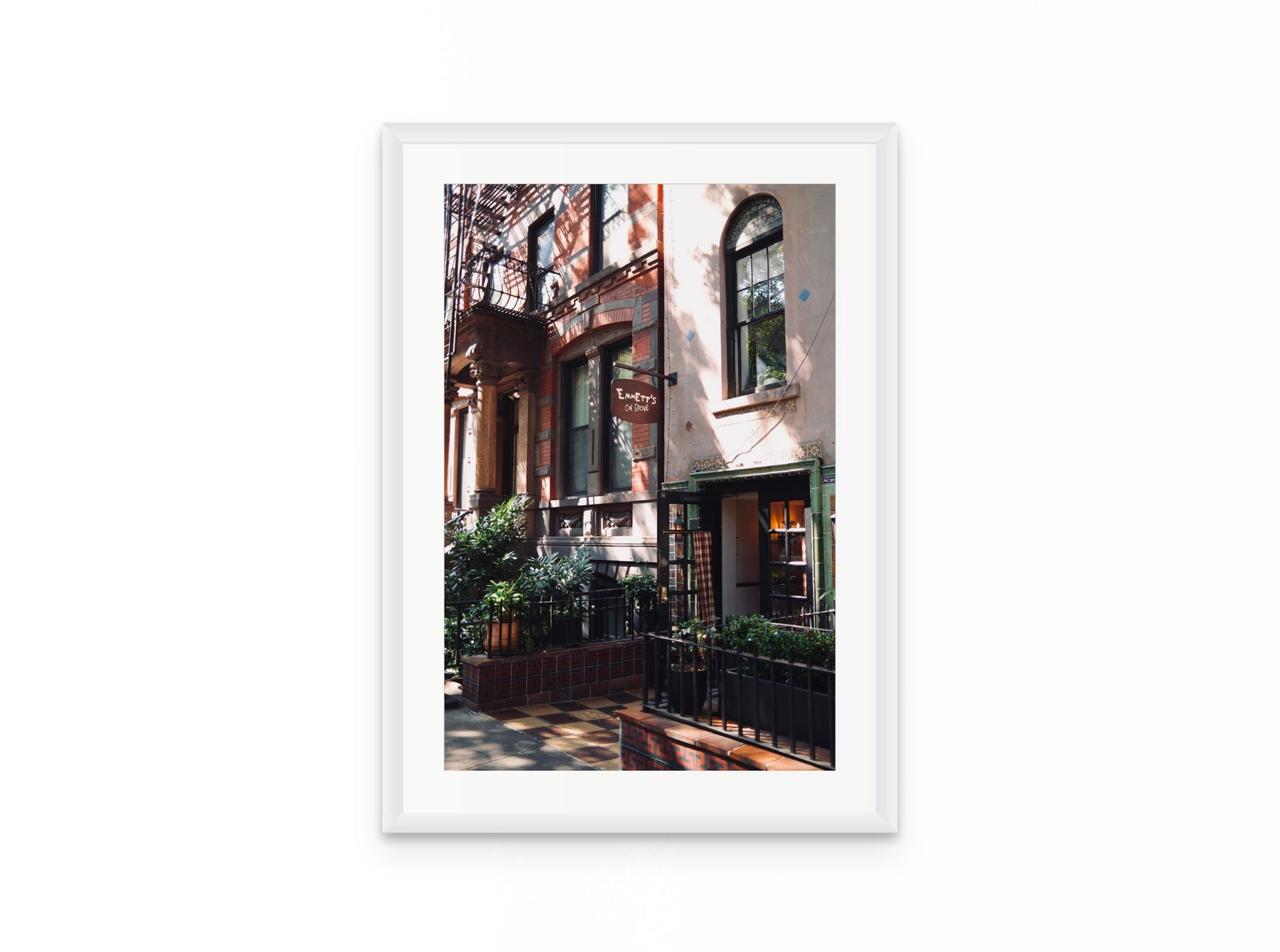 Emmetts On Grove, 16×24 in white frame
