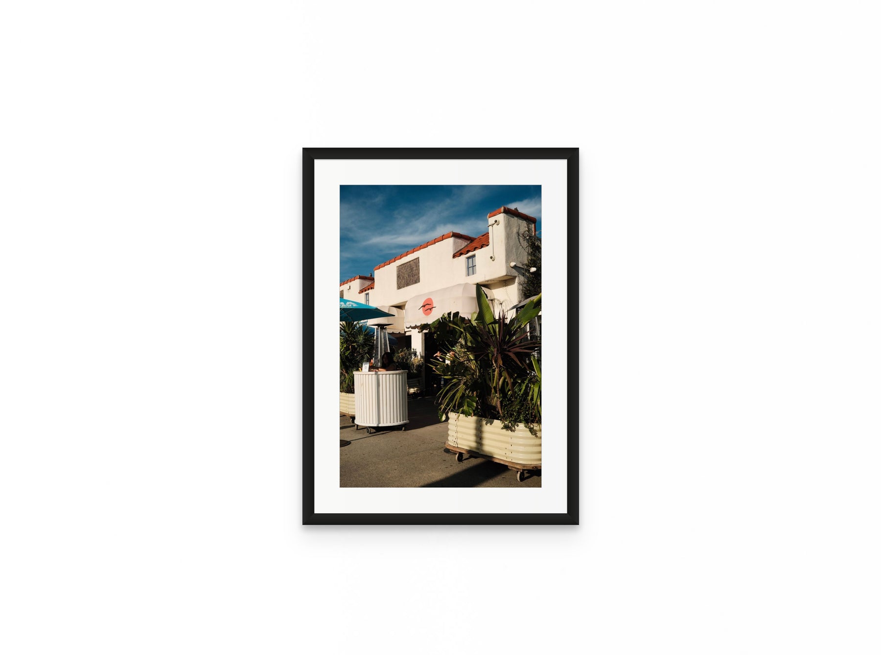 Malibu Farm Courtyard, 12×18 in black frame