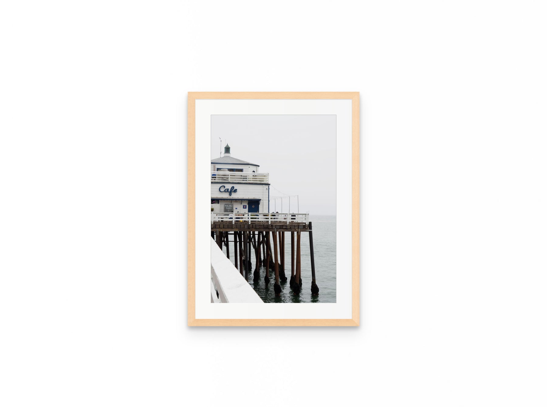 Malibu Pier Cafe, 12×18 in natural frame