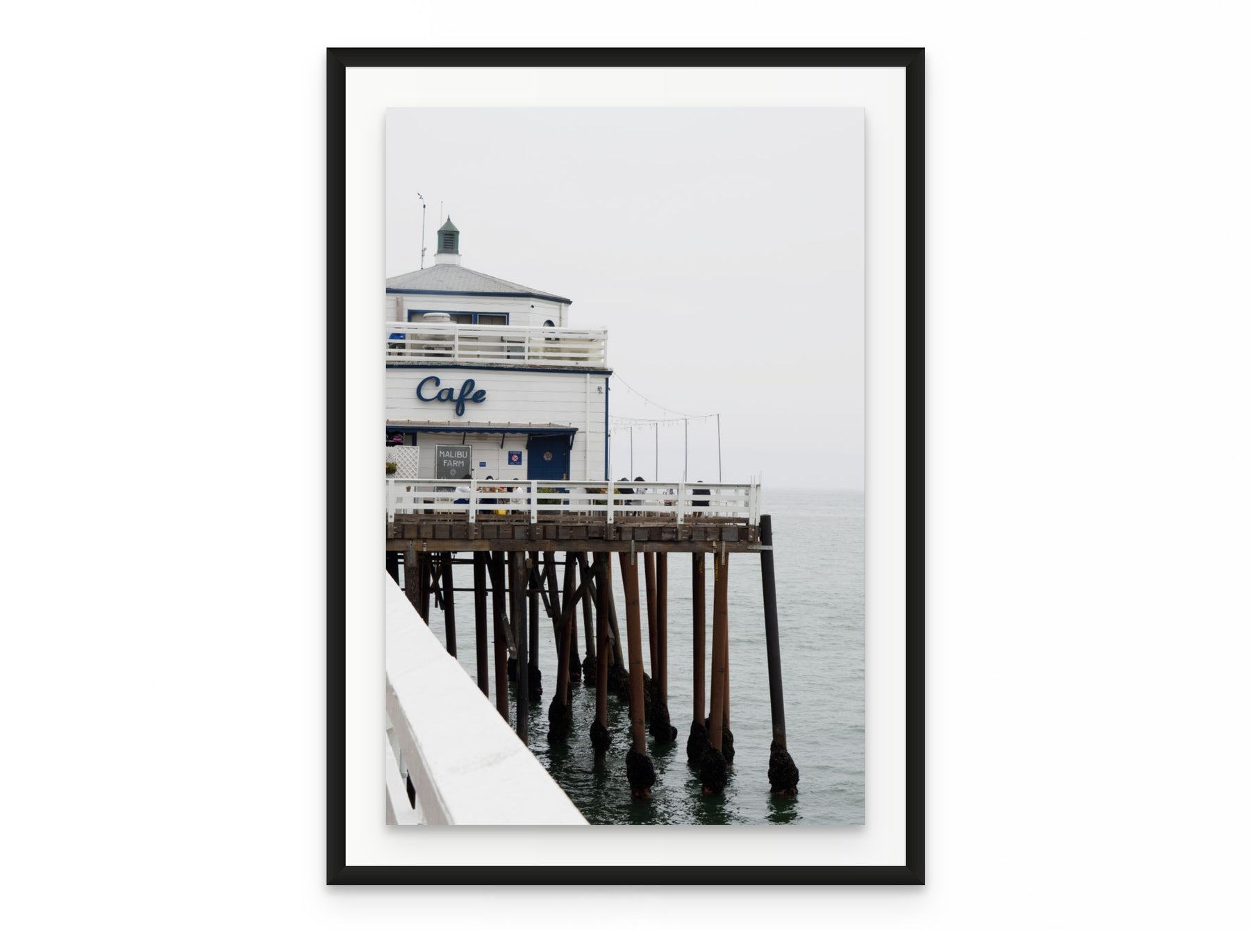 Malibu Pier Cafe, 20×30 in black frame