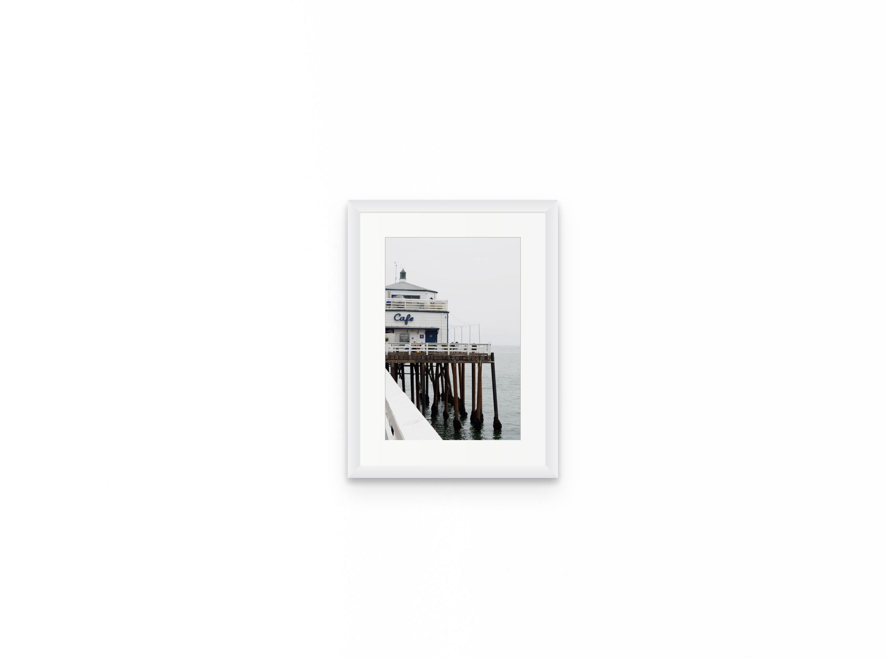 Malibu Pier Cafe, 8×12 in white frame
