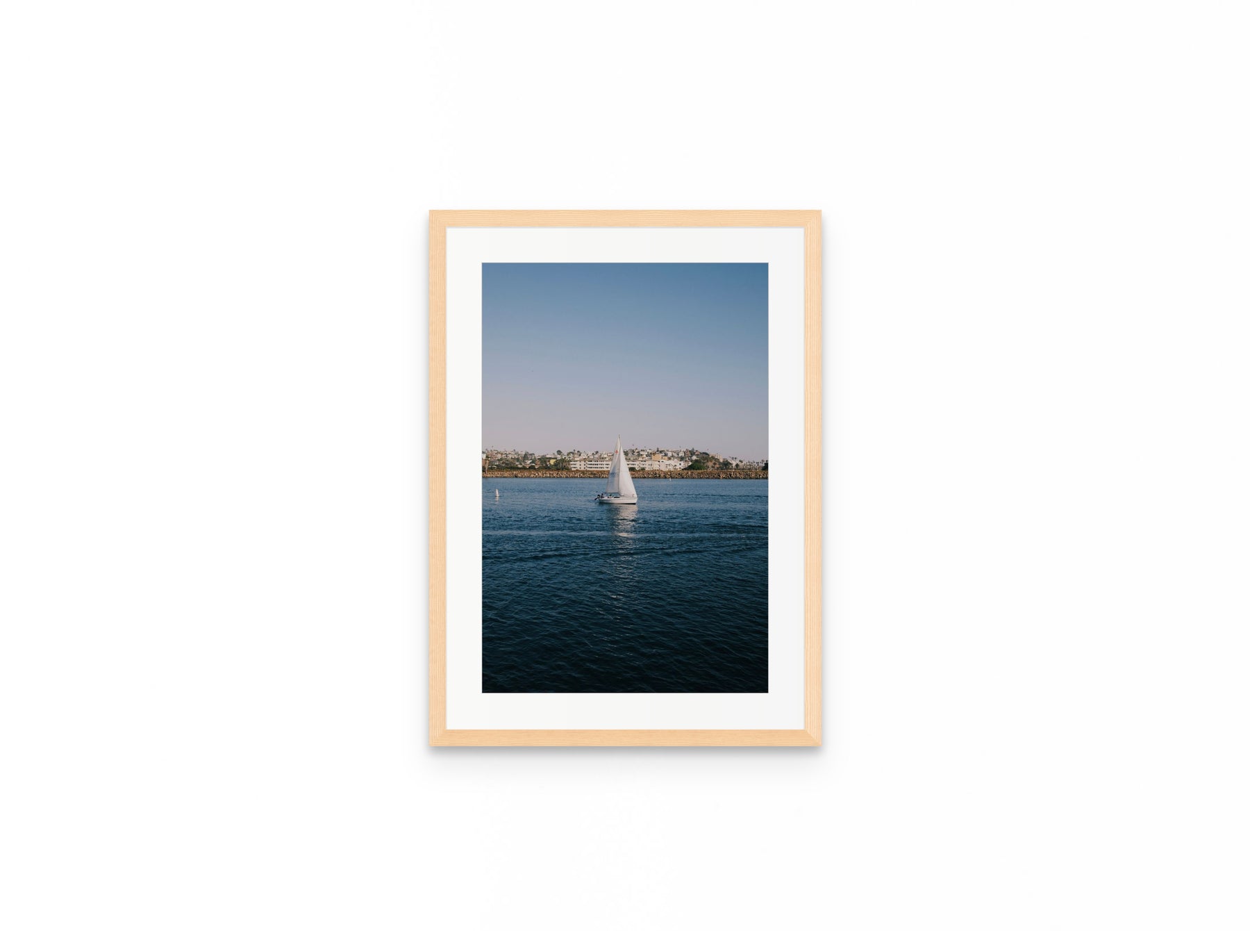 Marina Sailboat, 12×18 in natural frame