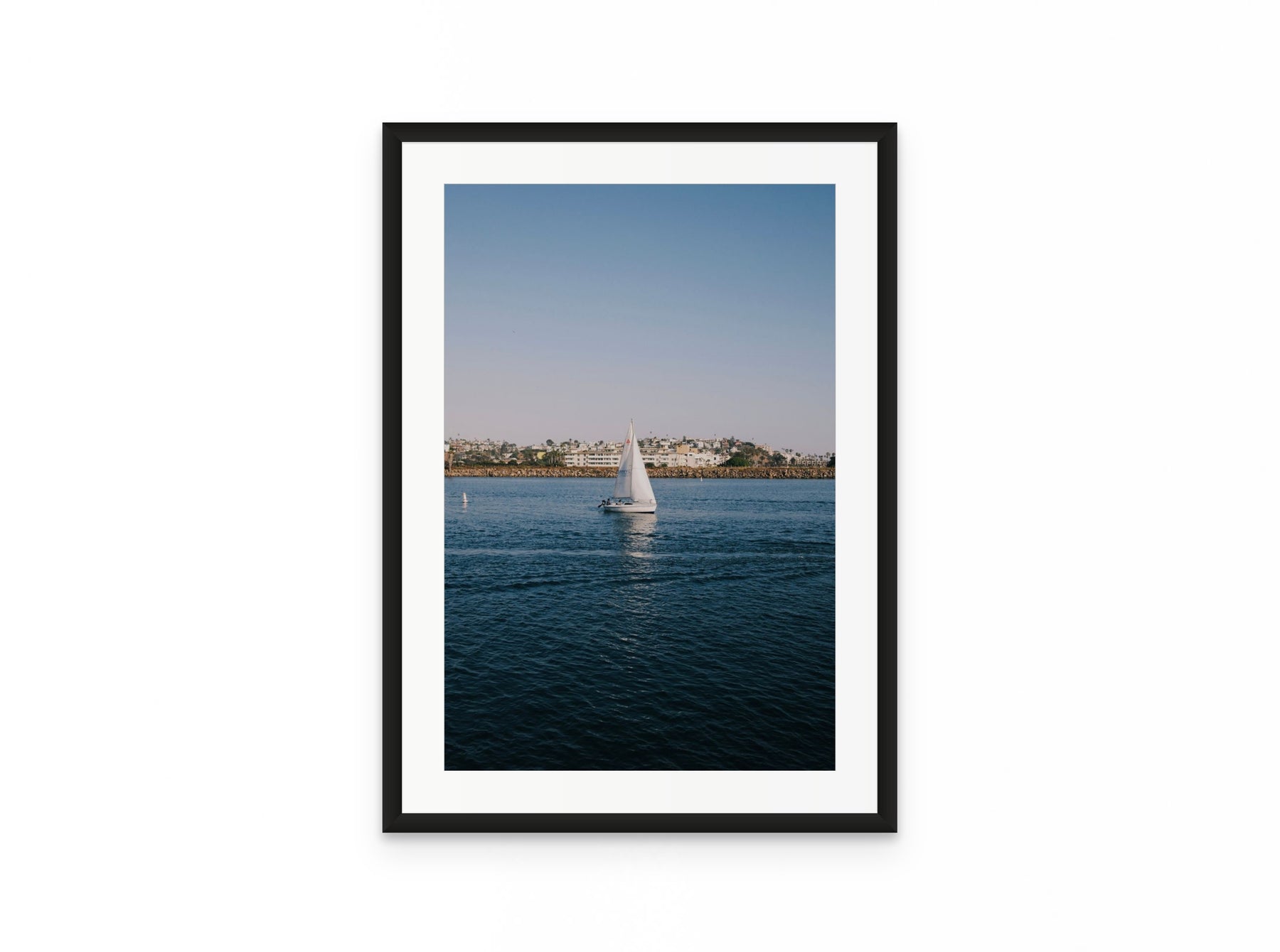 Marina Sailboat, 16×24 in black frame