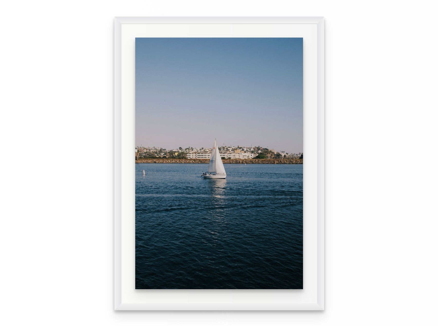 Marina Sailboat, 20×30 in white frame