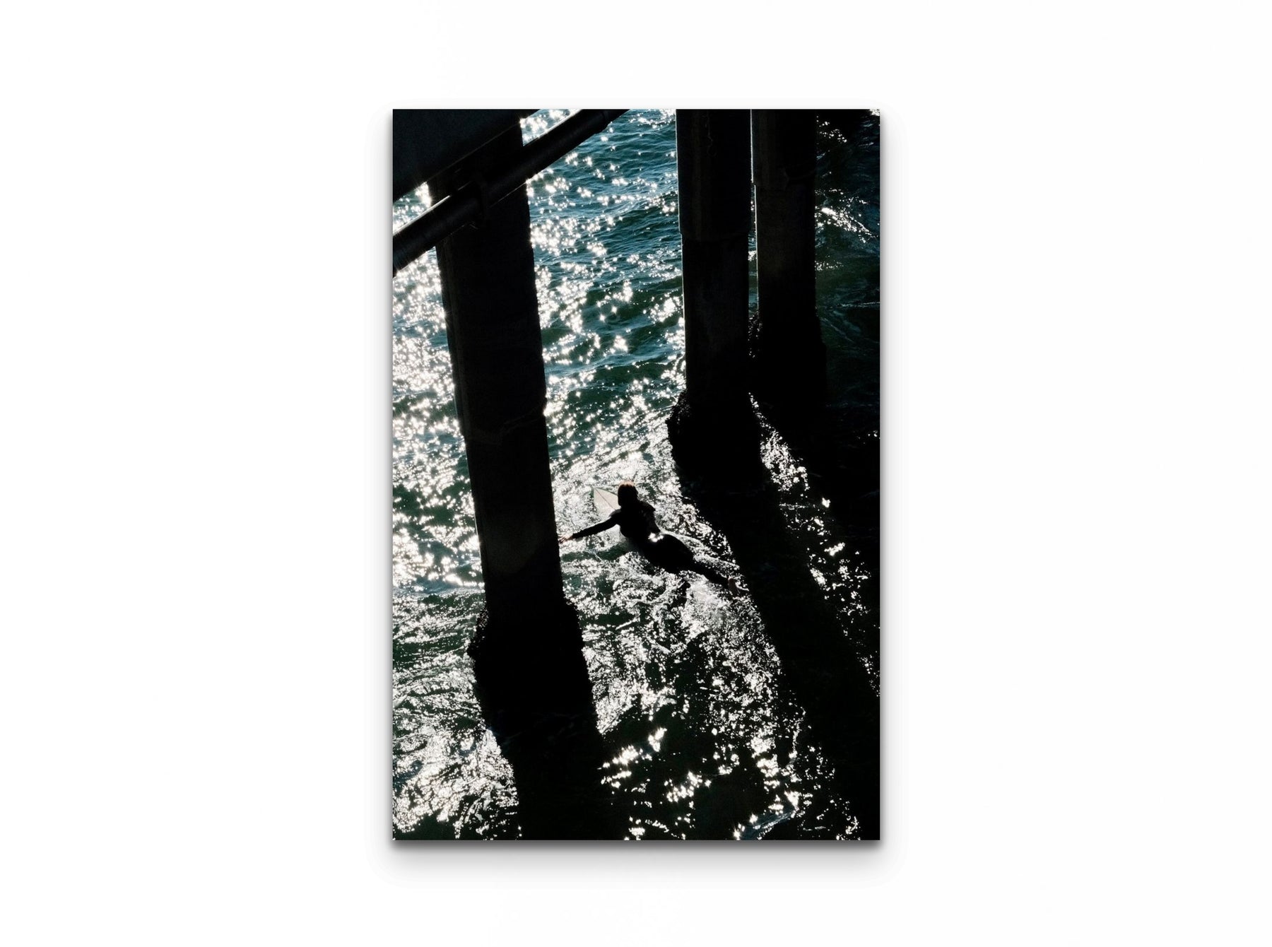 Pier Shadows Surfer, 20×30 fine art print