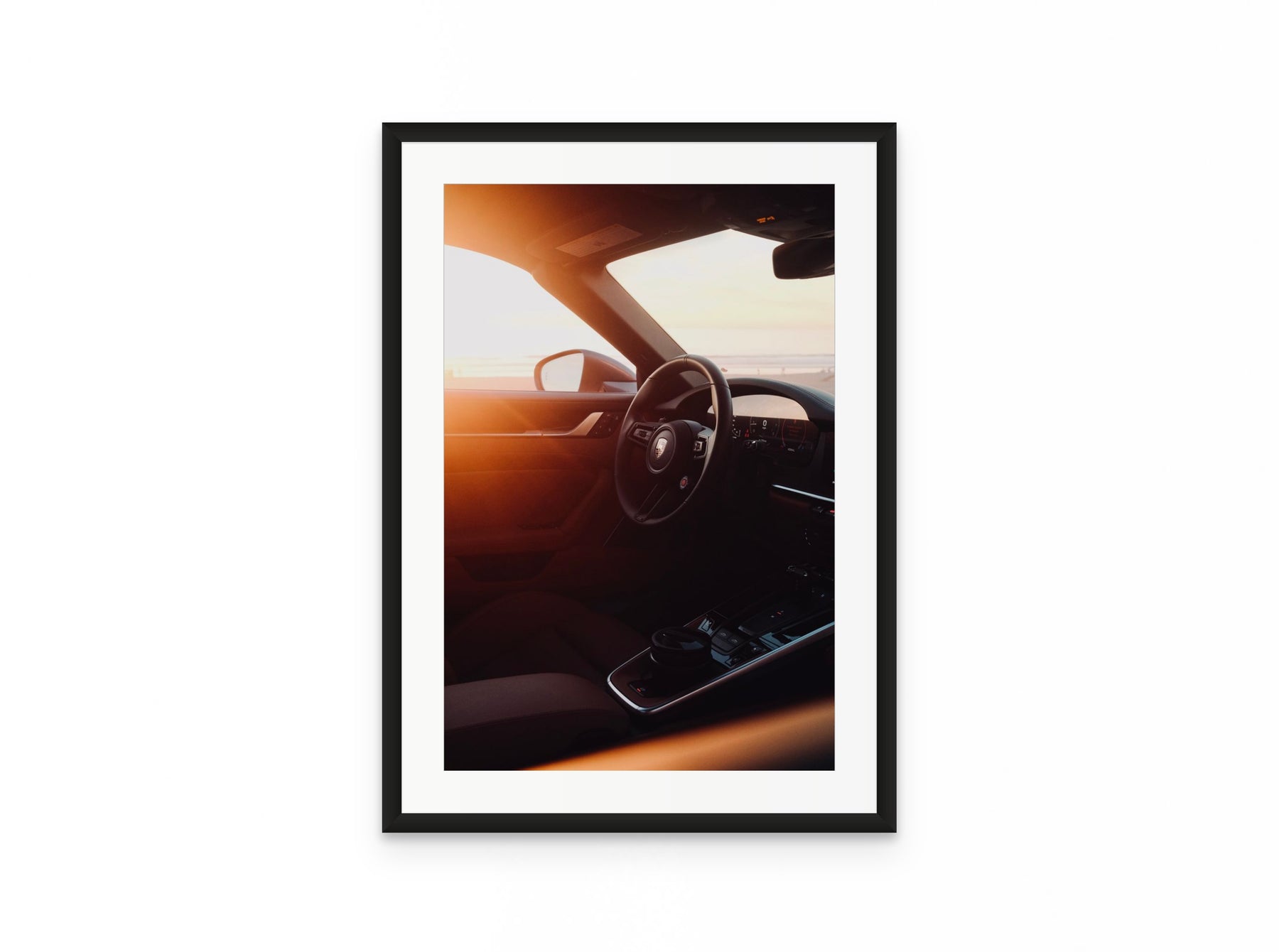 Porsche Interior Sunset, 16×24 in black frame