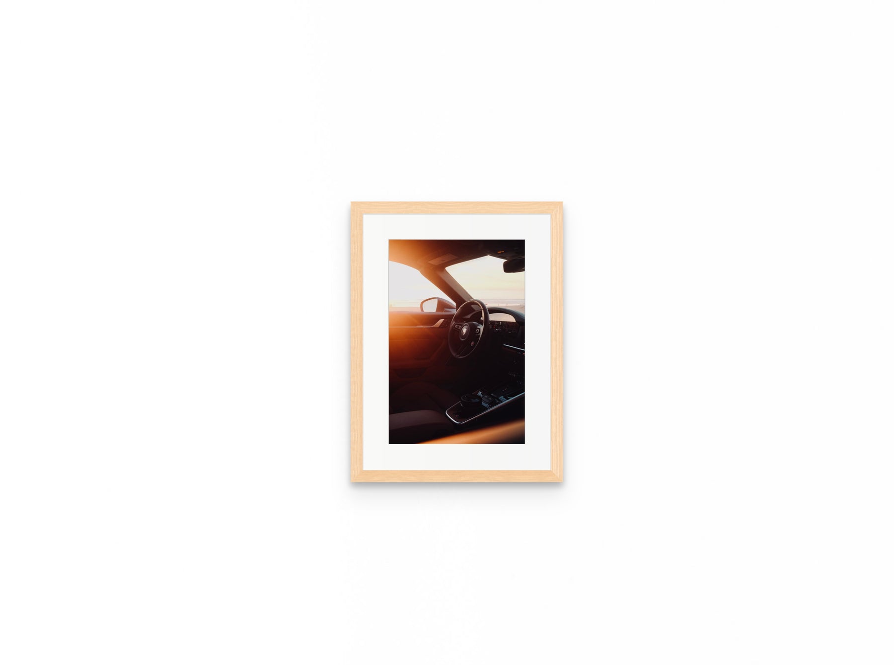 Porsche Interior Sunset, 8×12 in natural frame