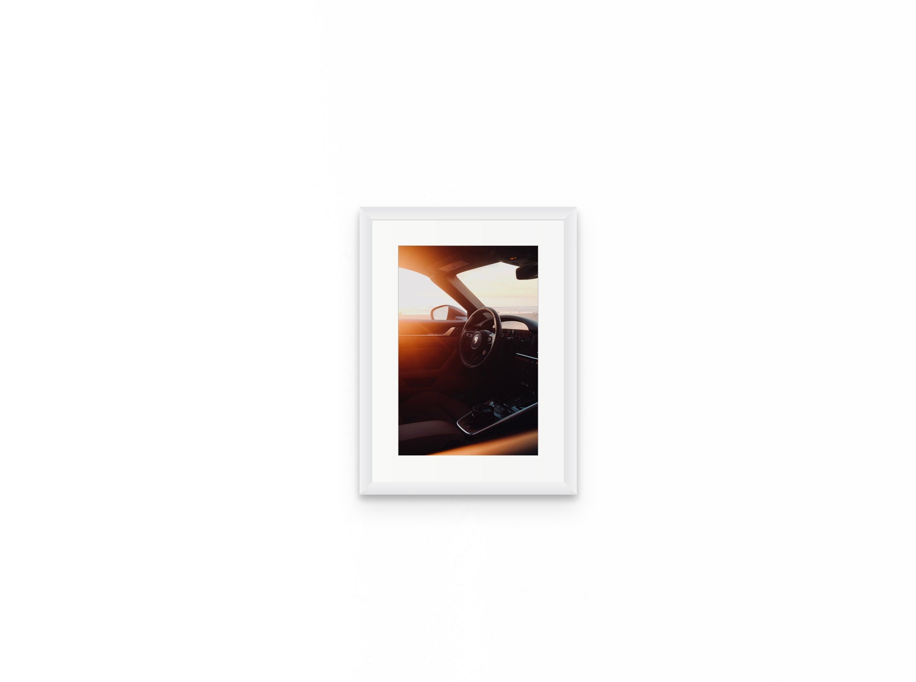 Porsche Interior Sunset, 8×12 in white frame