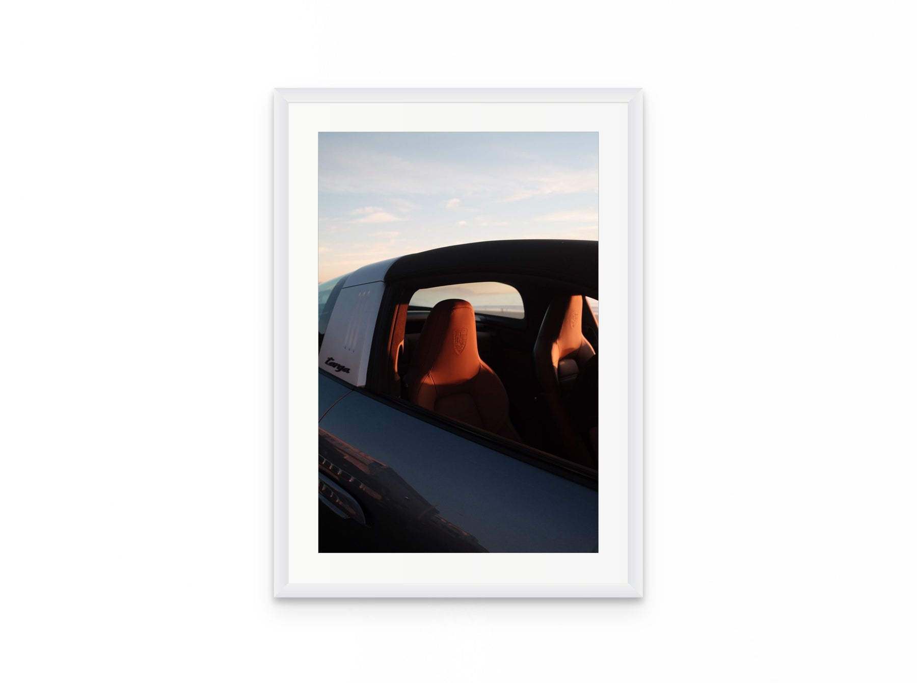 Porsche Targa Dusk, 16×24 in white frame