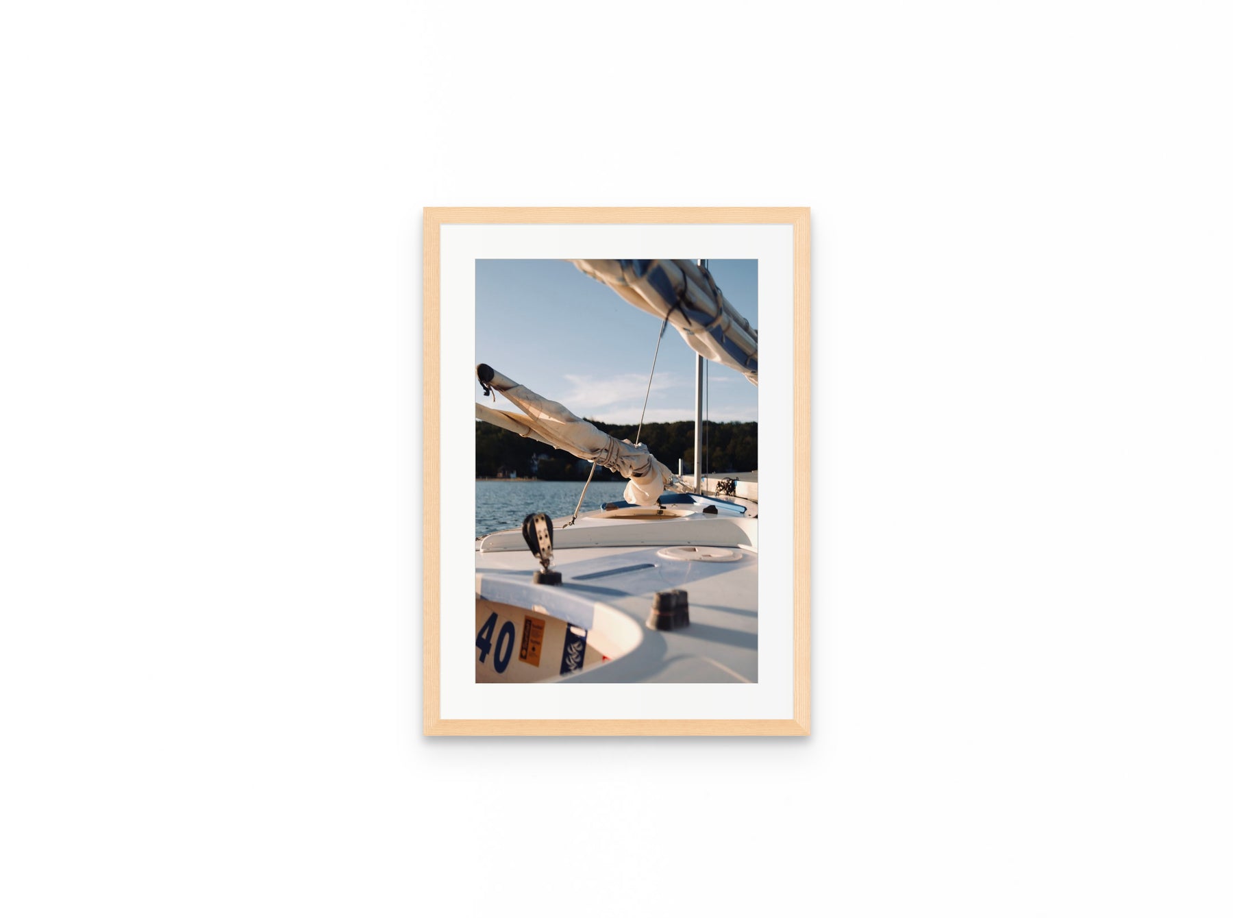 Sailboat Bow Golden, 12×18 in natural frame