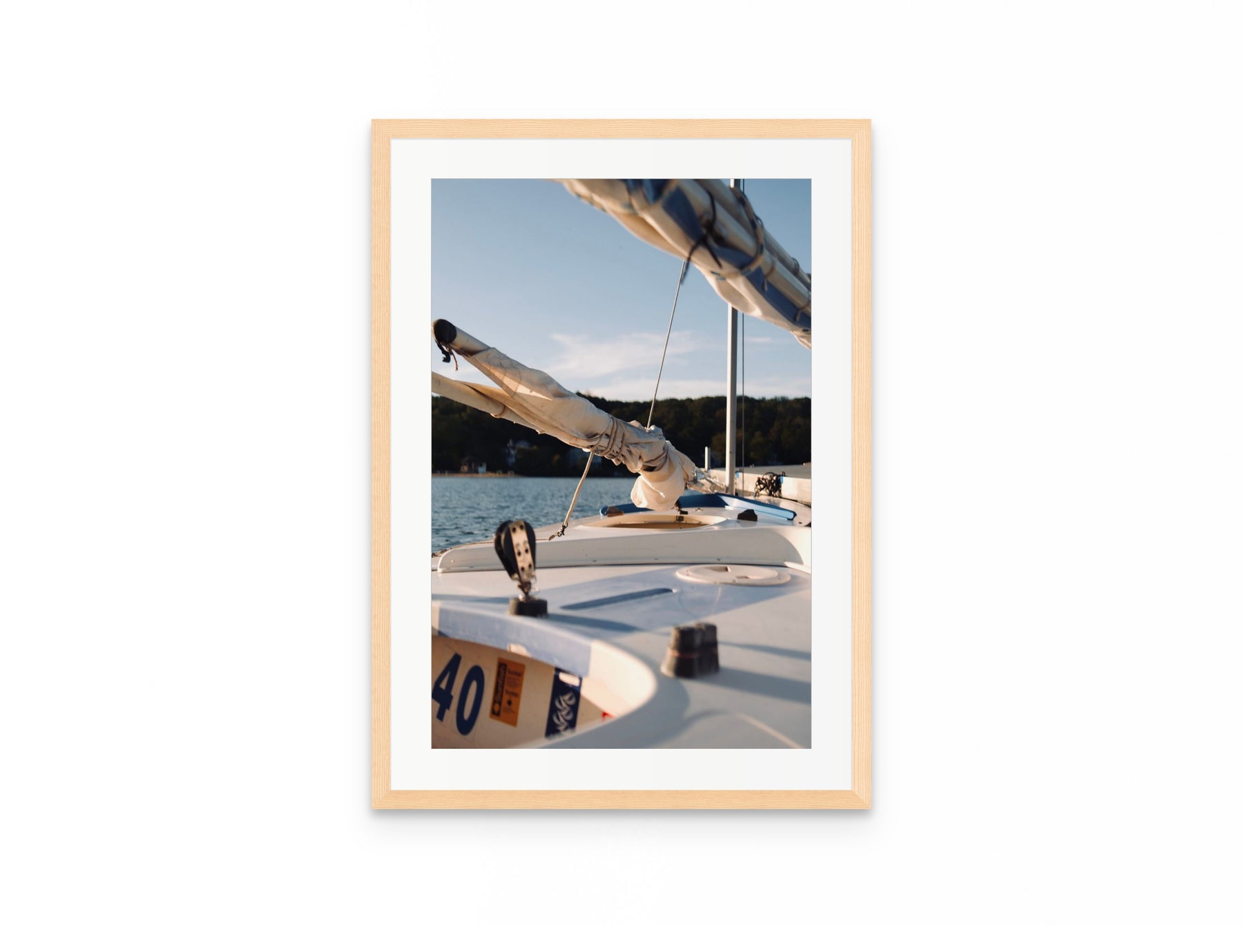 Sailboat Bow Golden, 16×24 in natural frame