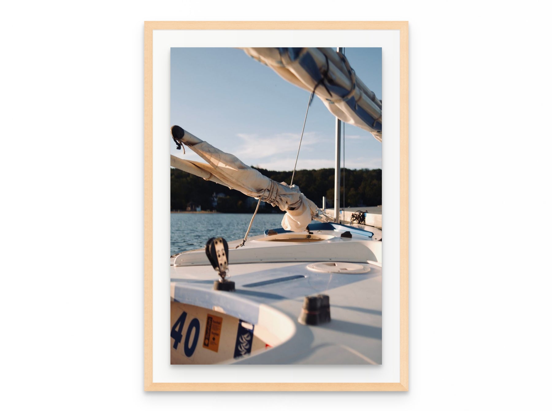 Sailboat Bow Golden, 20×30 in natural frame