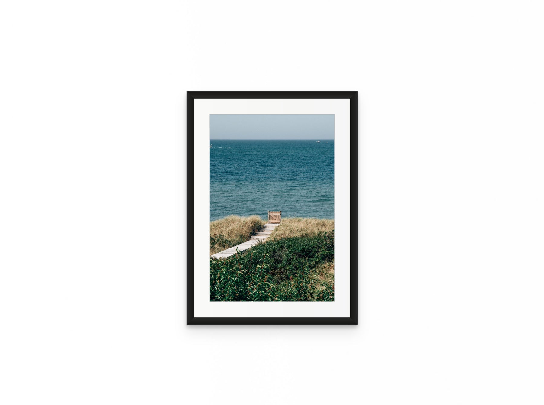 Sconset Bluff Gate, 12×18 in black frame