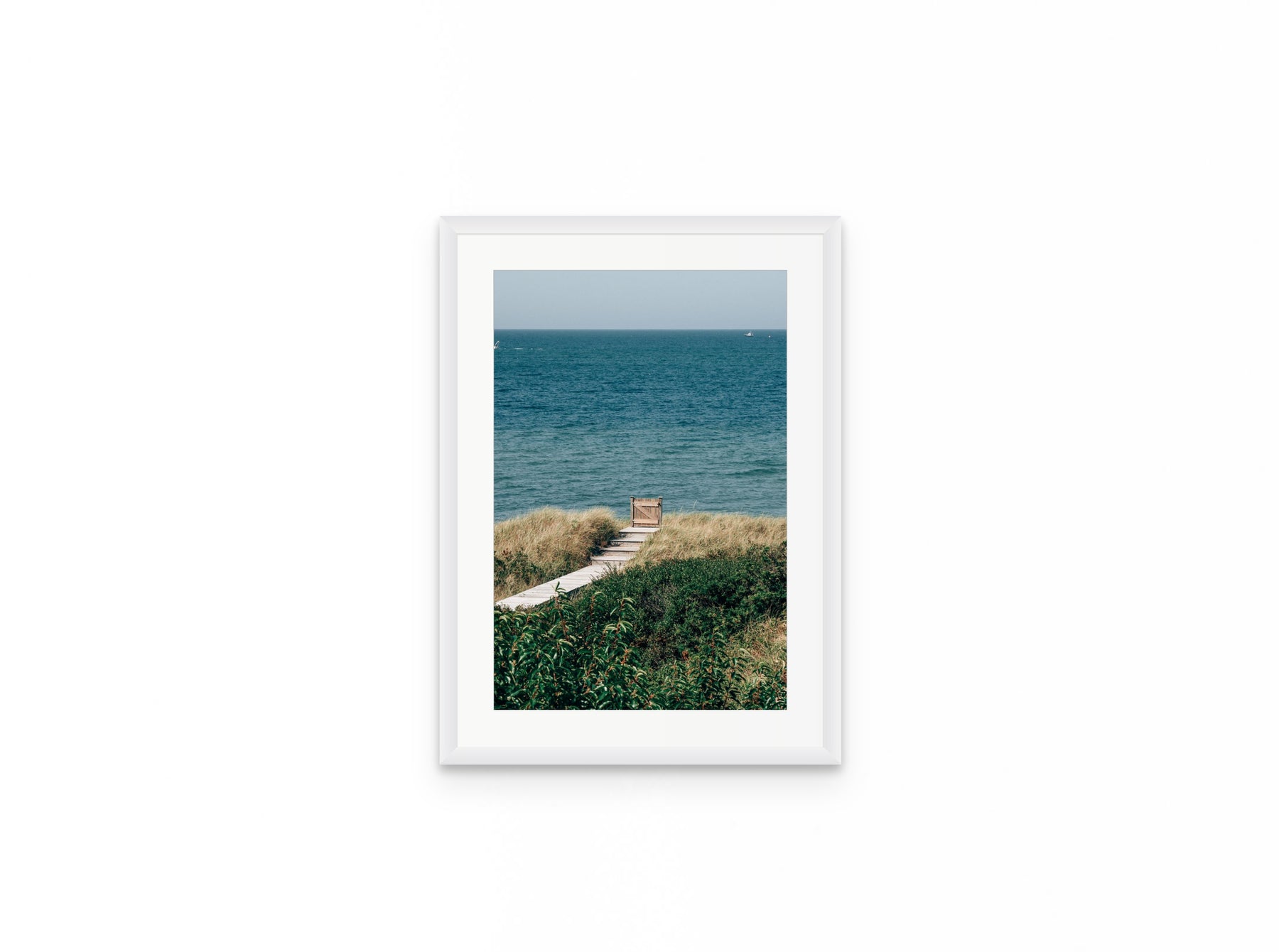Sconset Bluff Gate, 12×18 in white frame