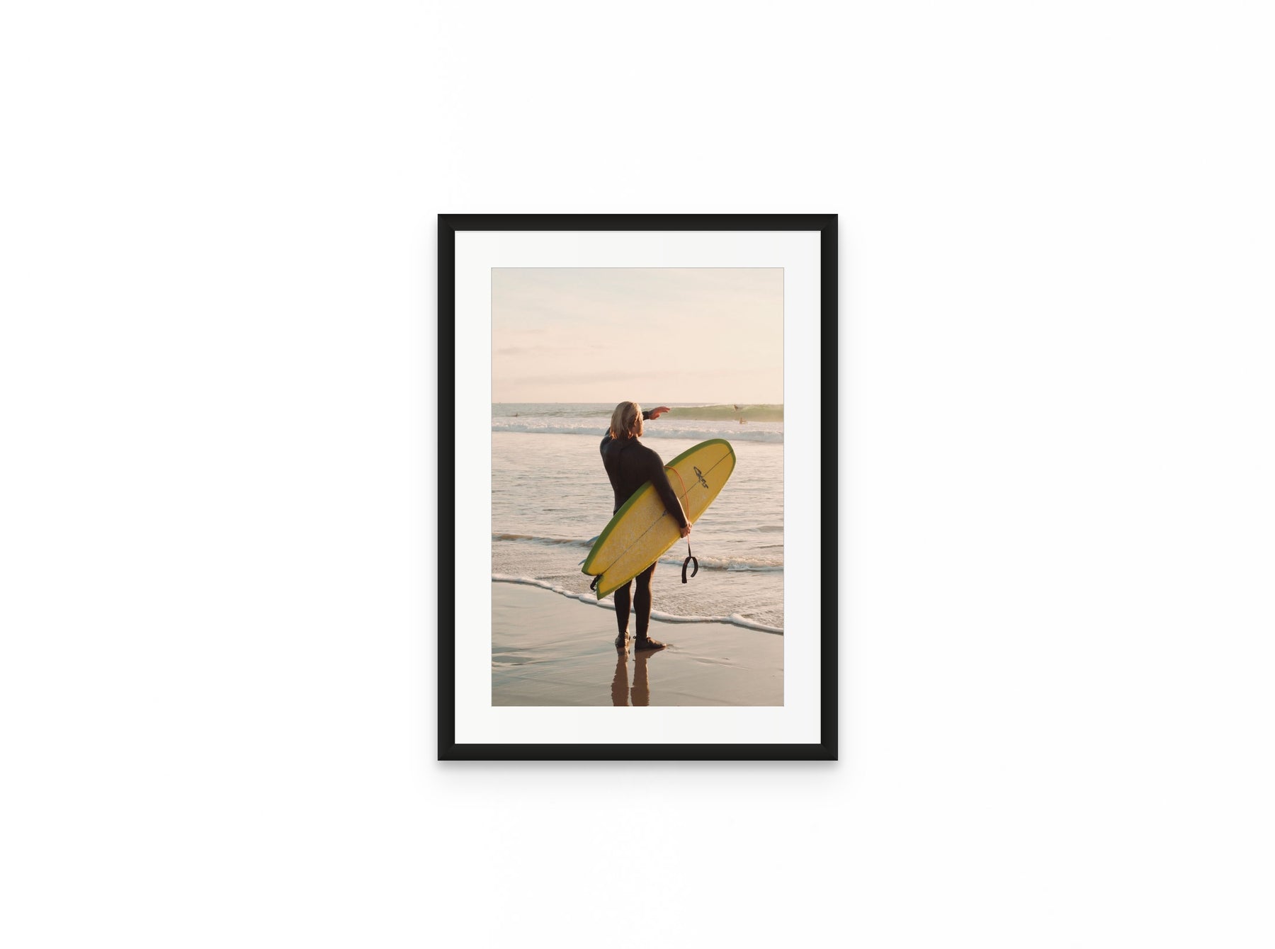 Surfer Golden Hour, 12×18 in black frame
