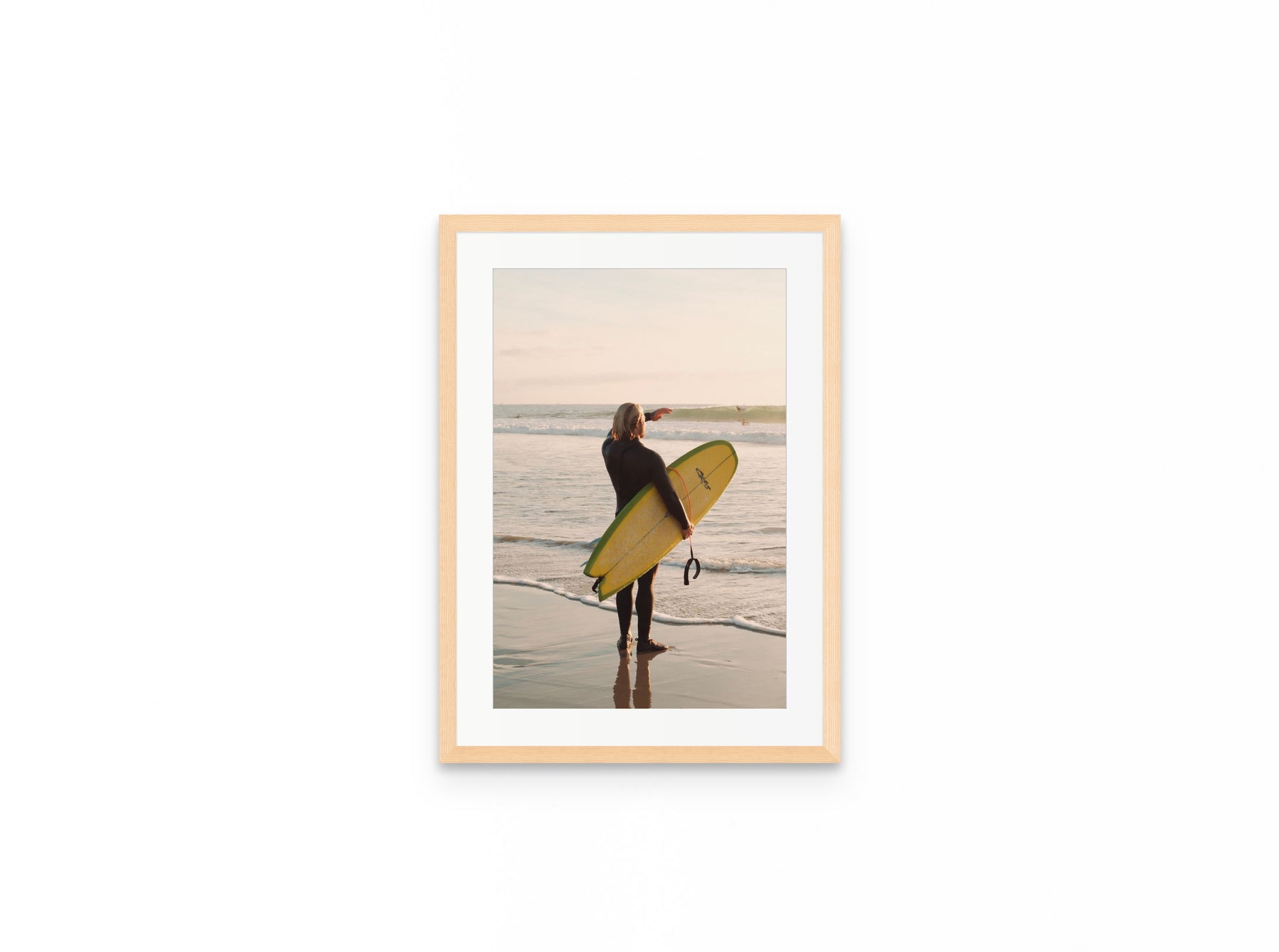 Surfer Golden Hour, 12×18 in natural frame