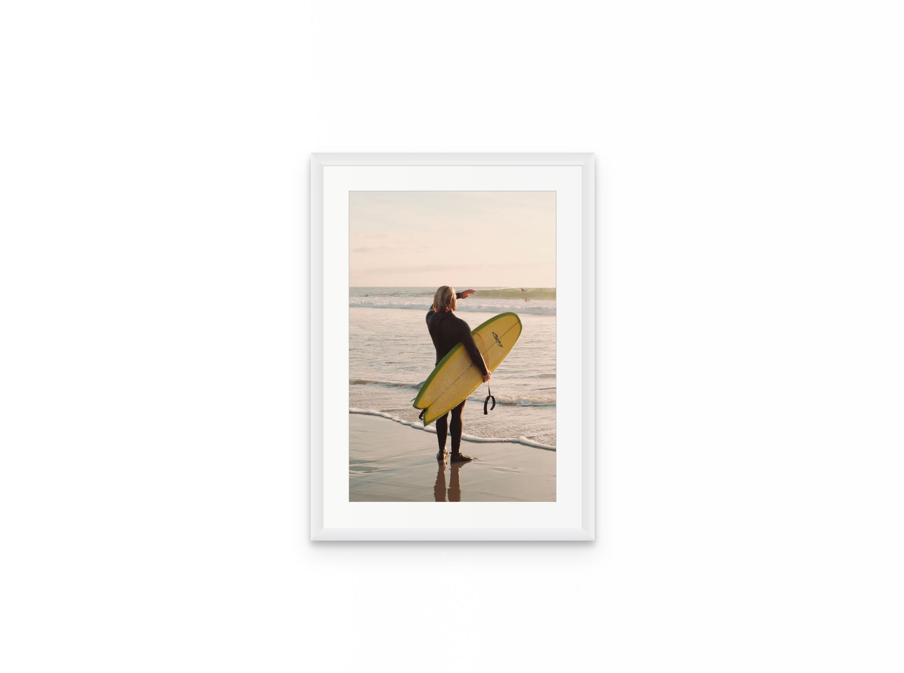 Surfer Golden Hour, 12×18 in white frame
