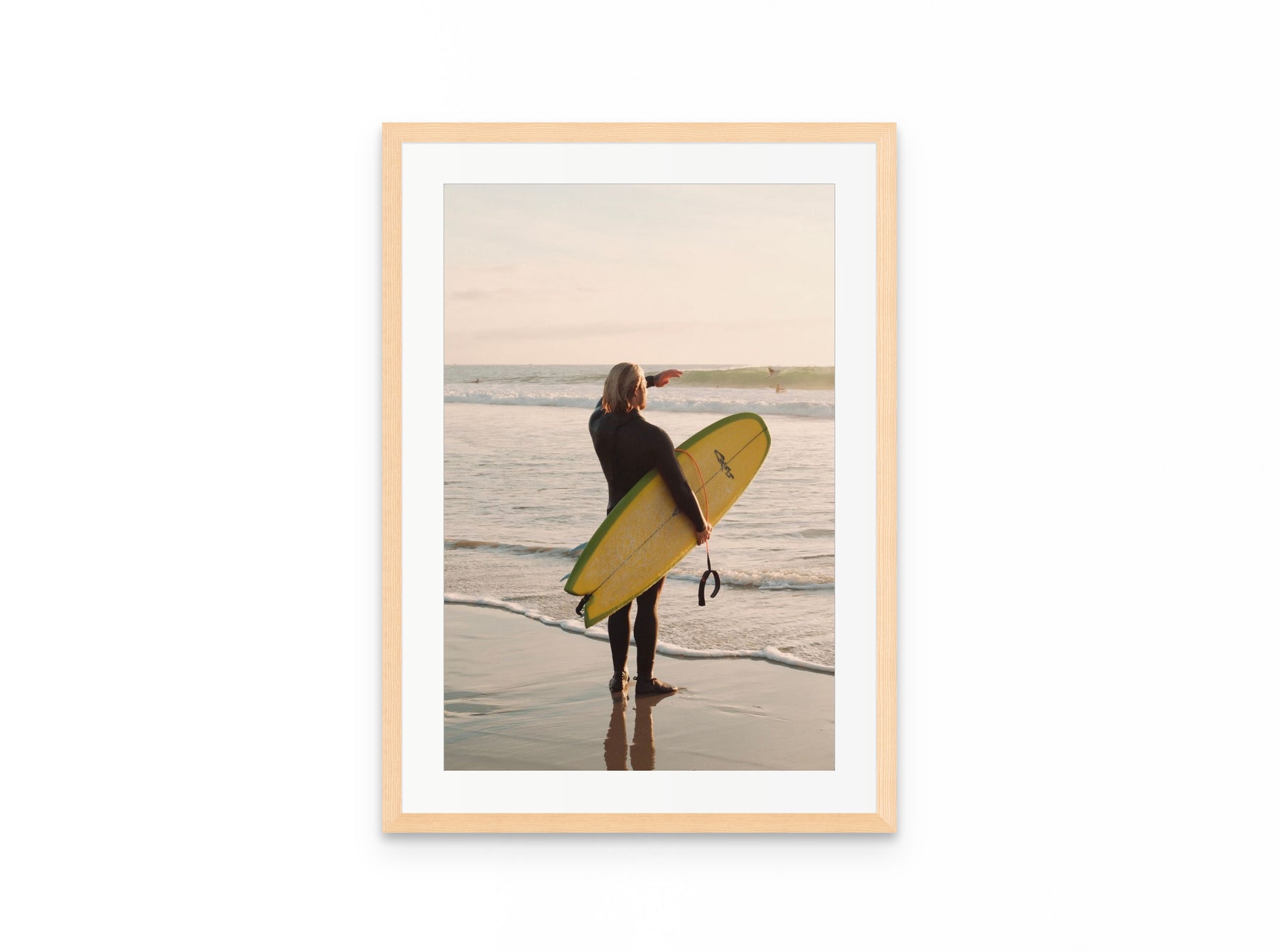 Surfer Golden Hour, 16×24 in natural frame