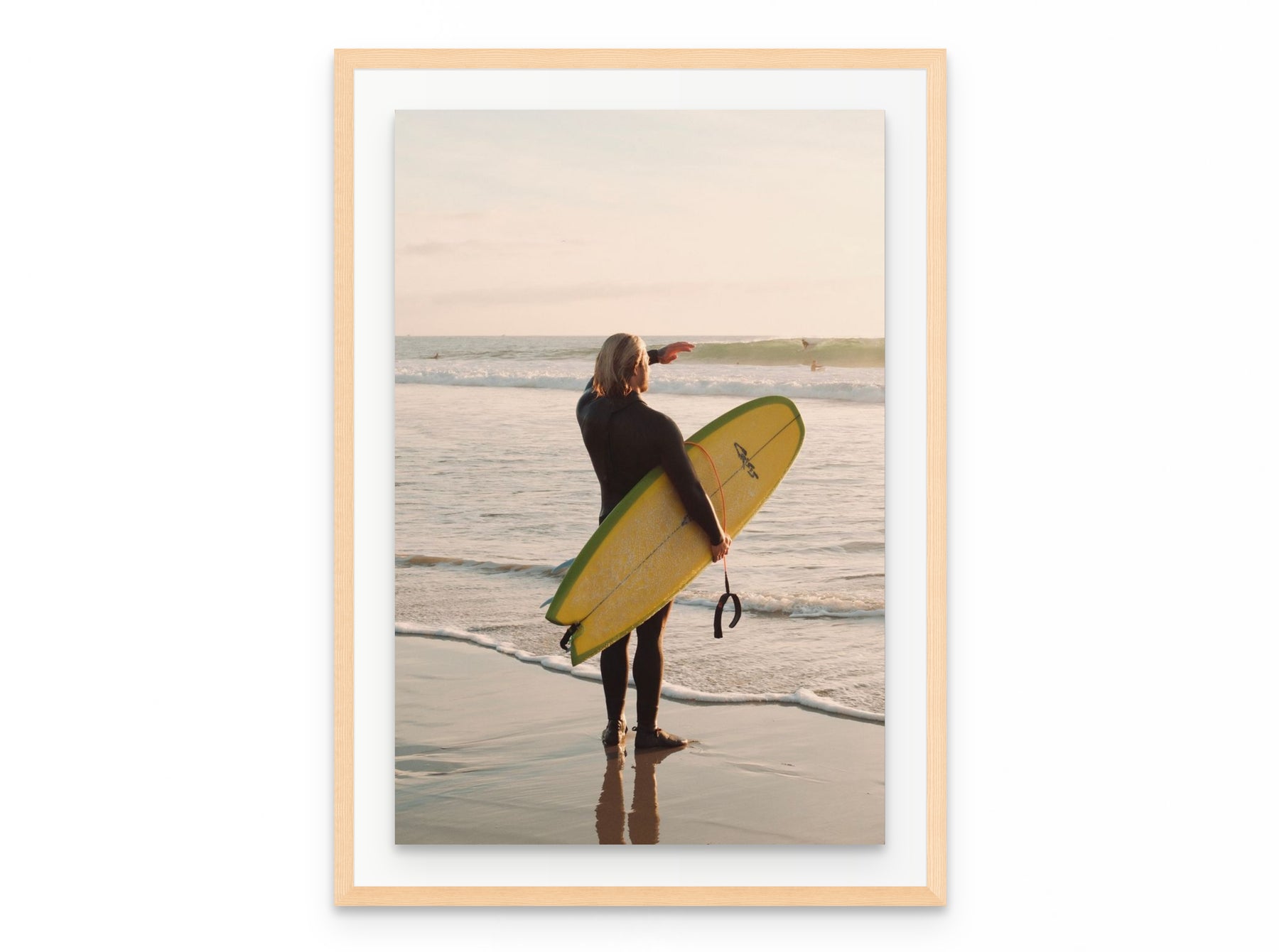 Surfer Golden Hour, 20×30 in natural frame