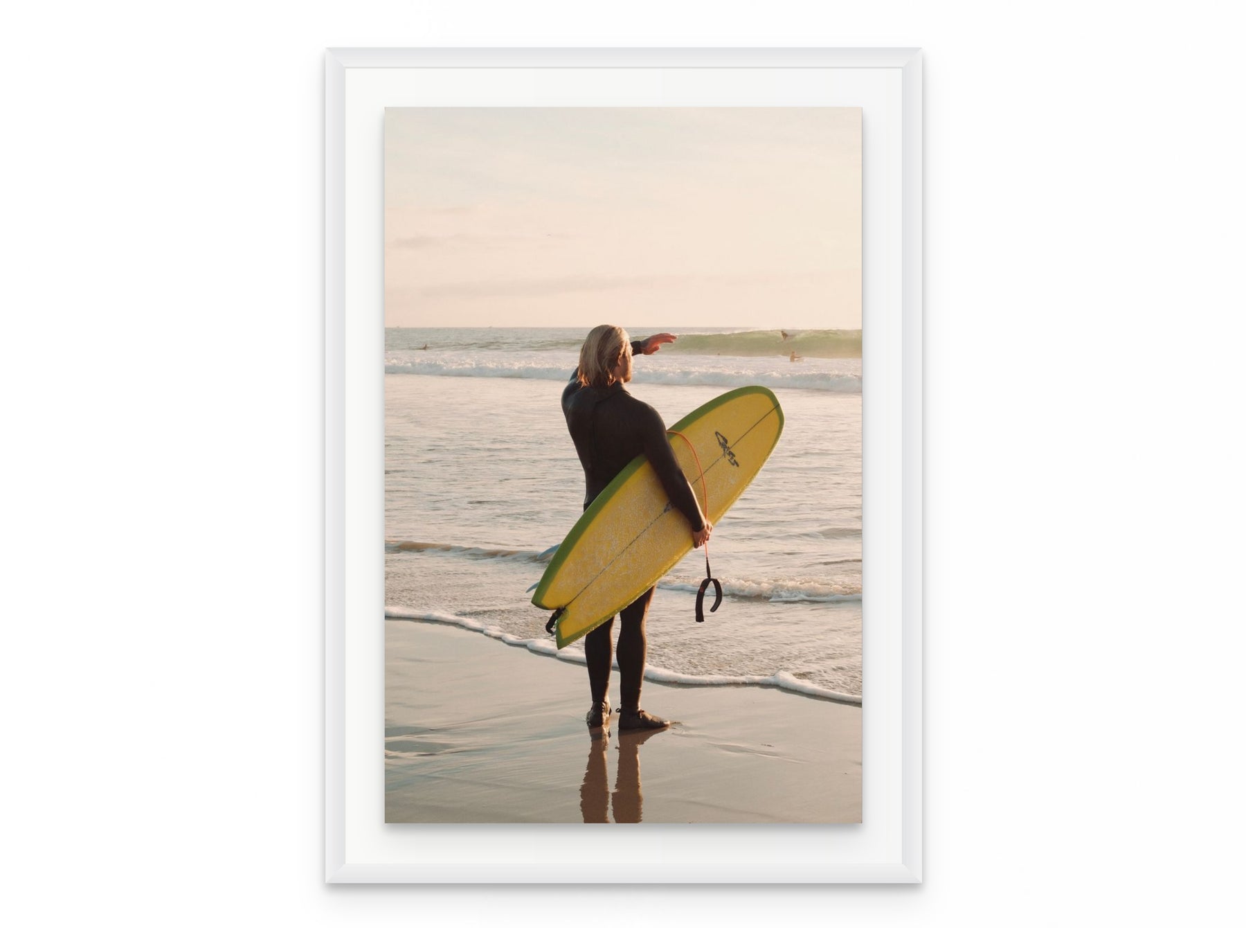 Surfer Golden Hour, 20×30 in white frame