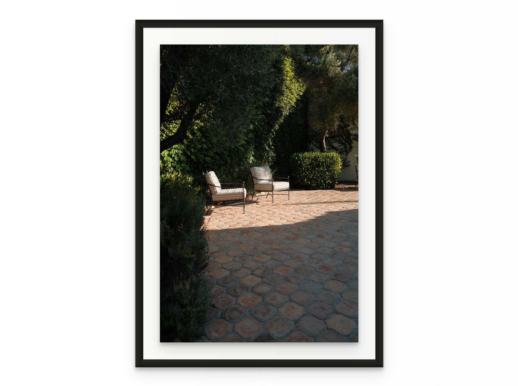 Terracotta Courtyard, 20×30 in black frame