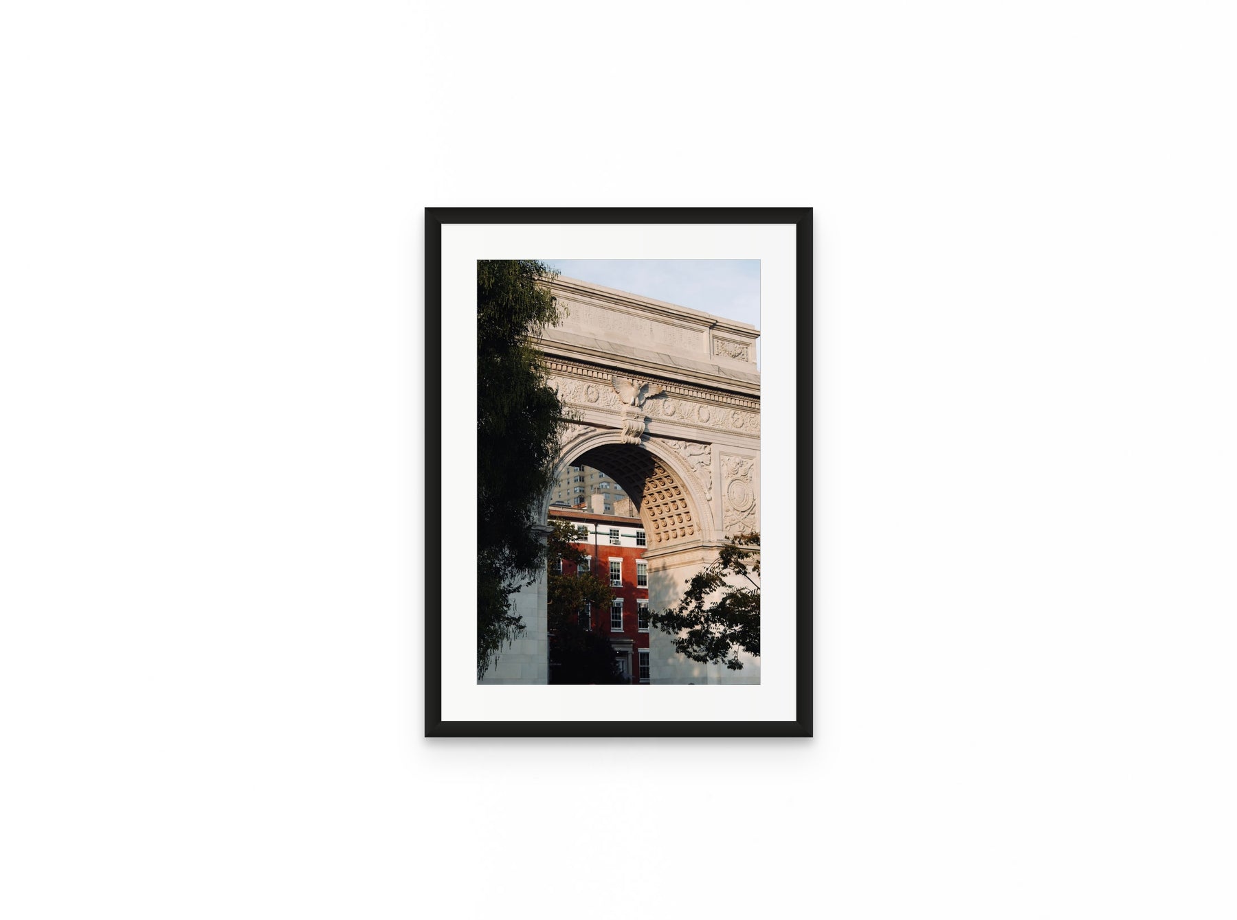 Washington Arch Morning, 12×18 in black frame