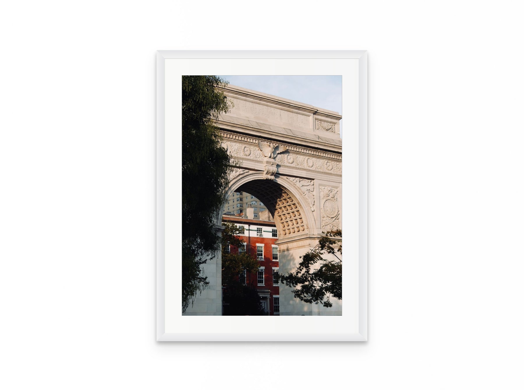Washington Arch Morning, 16×24 in white frame