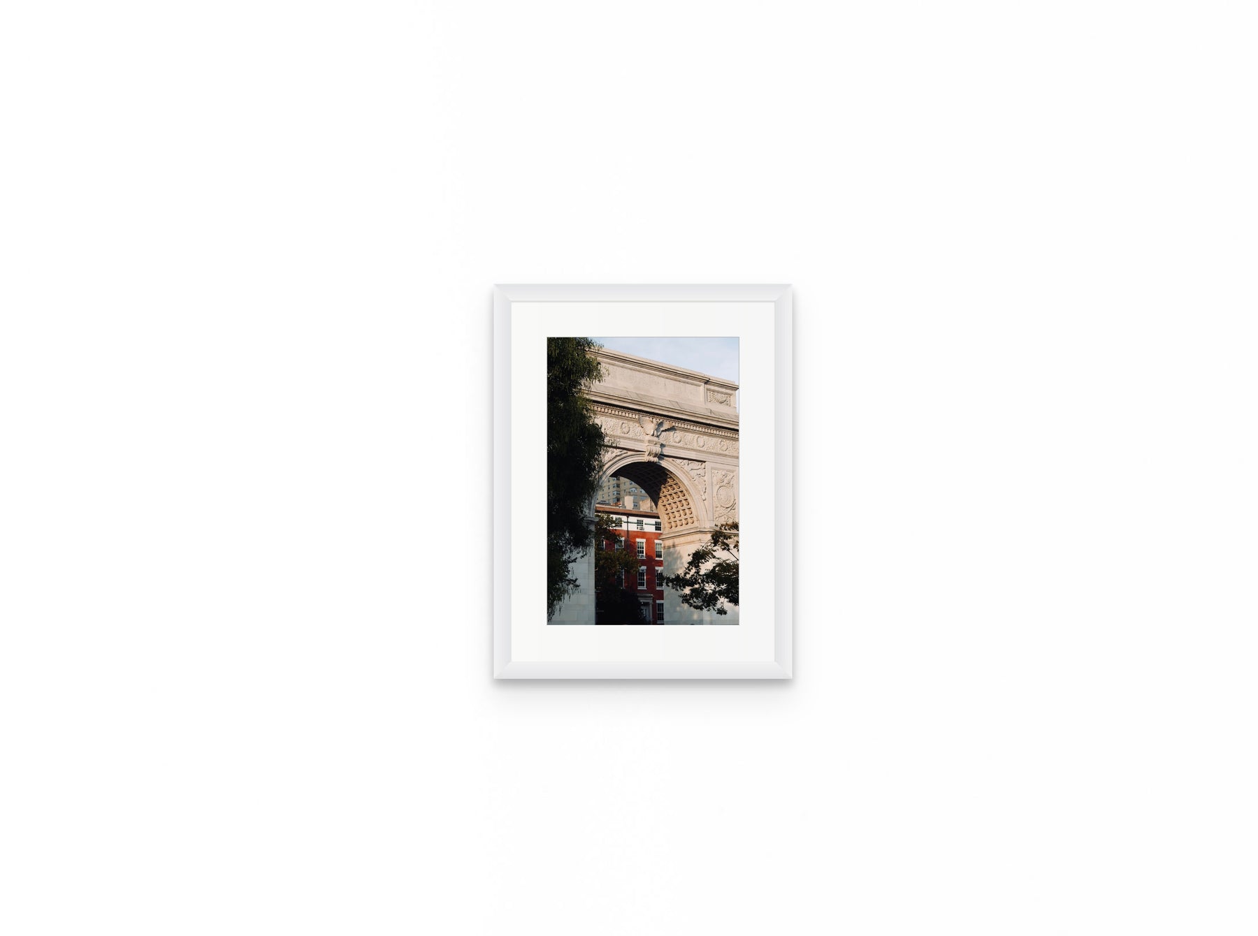 Washington Arch Morning, 8×12 in white frame