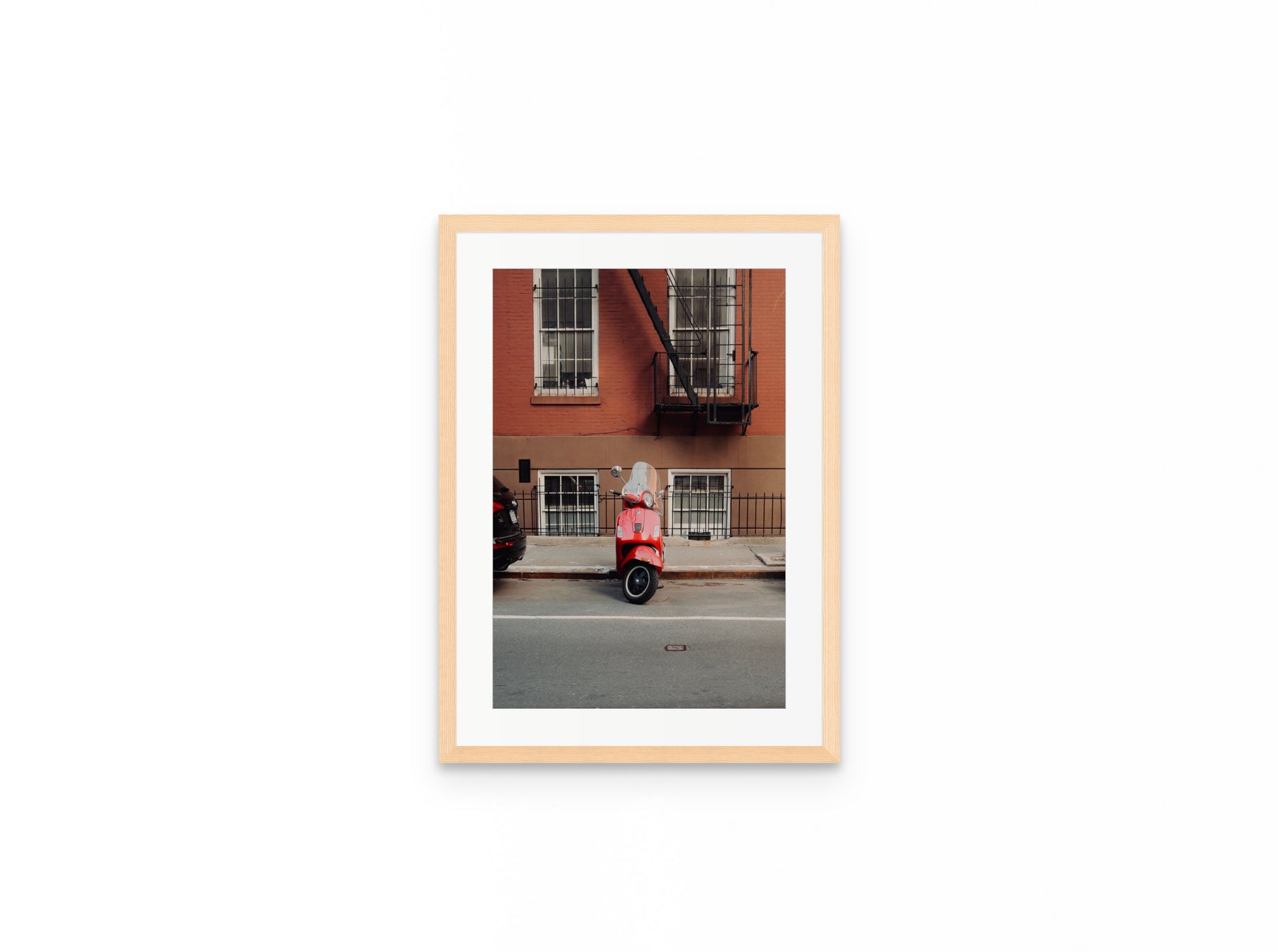 West Village Vespa, 12×18 in natural frame