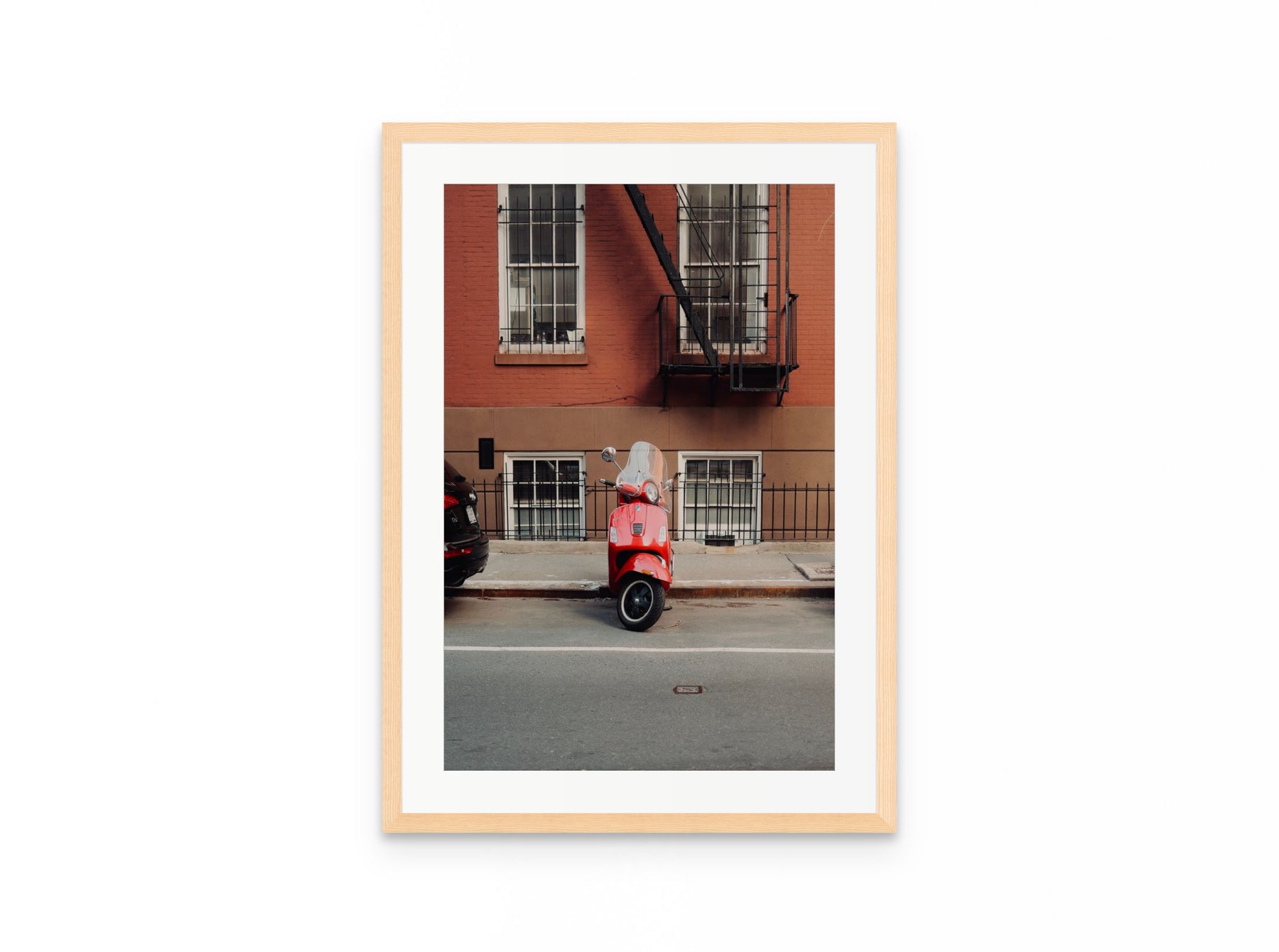 West Village Vespa, 16×24 in natural frame