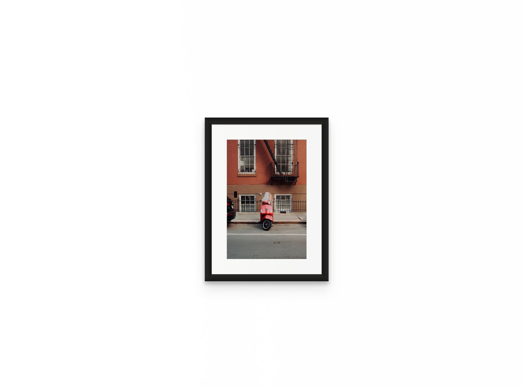 West Village Vespa, 8×12 in black frame