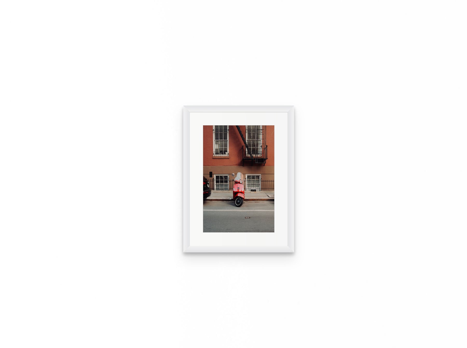 West Village Vespa, 8×12 in white frame