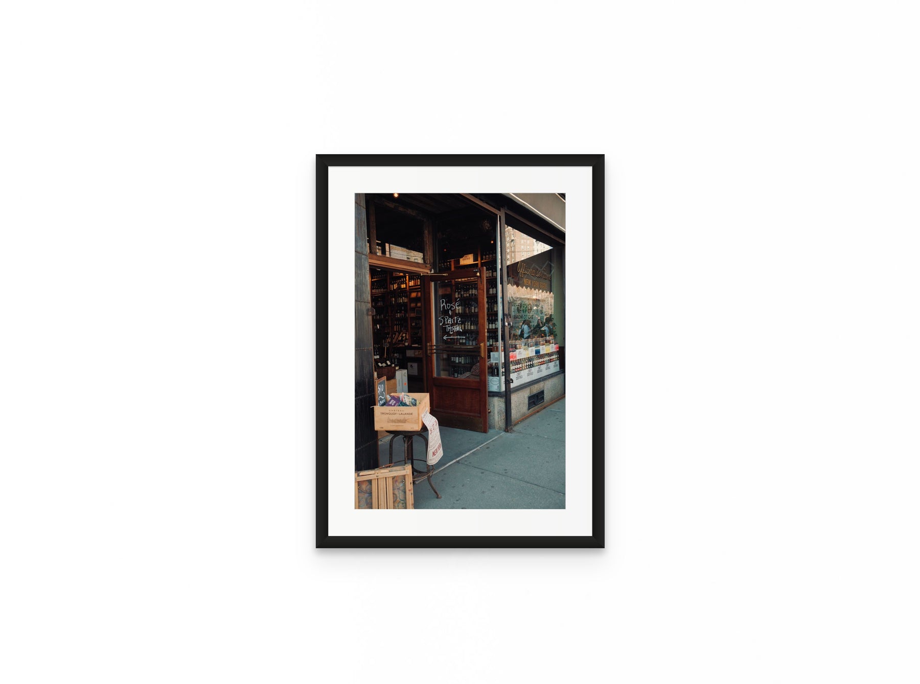 Wine Shop Rose, 12×18 in black frame