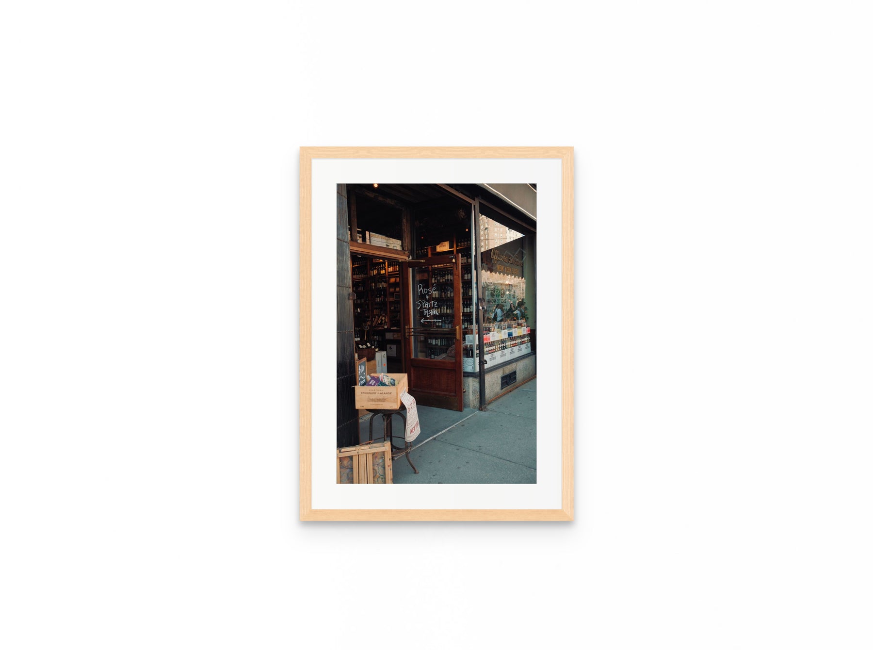 Wine Shop Rose, 12×18 in natural frame