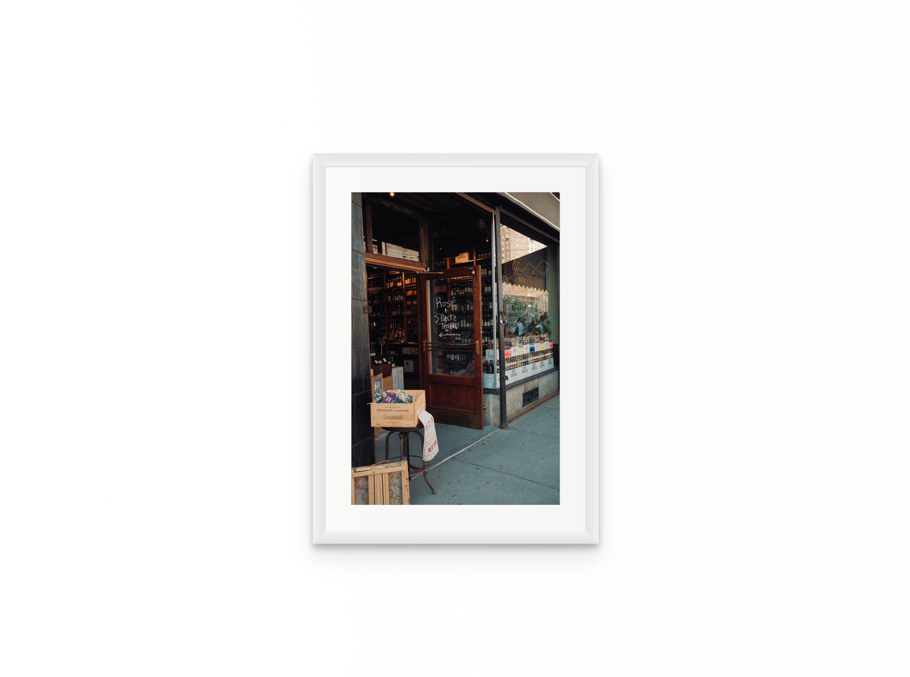 Wine Shop Rose, 12×18 in white frame