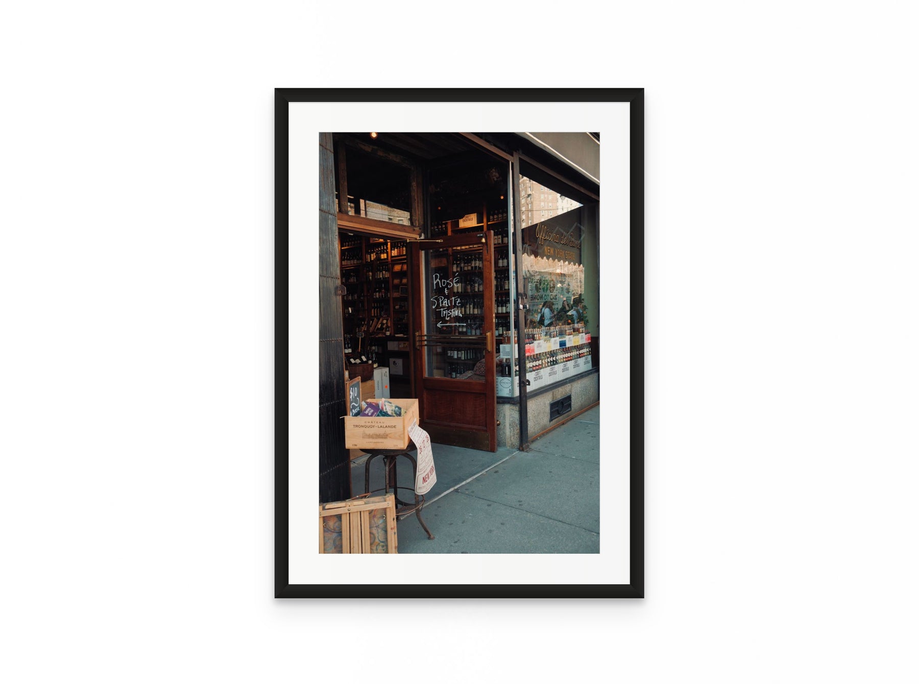 Wine Shop Rose, 16×24 in black frame