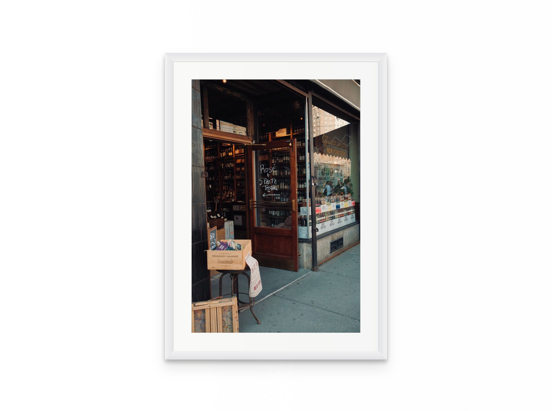 Wine Shop Rose, 16×24 in white frame